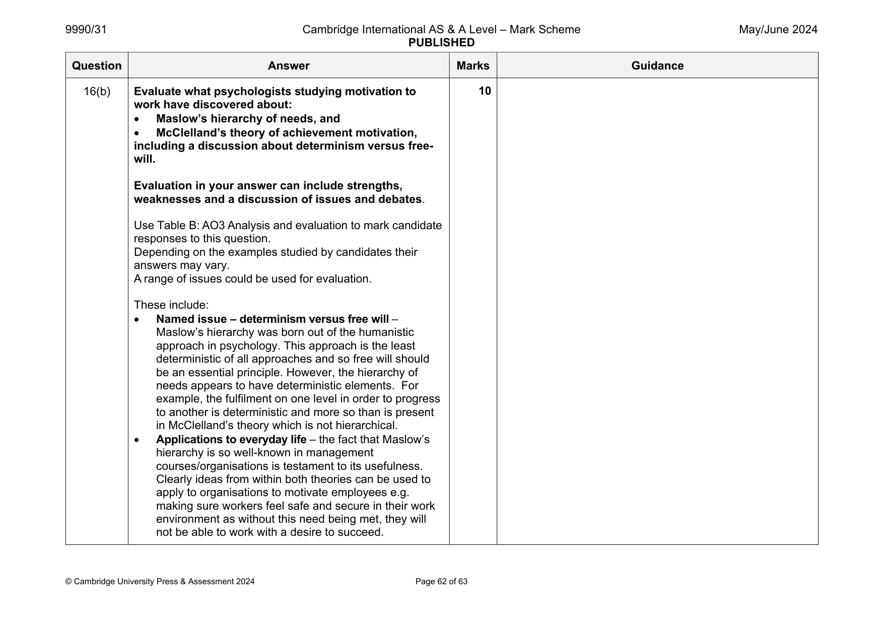 Mark scheme, page 62 of 63