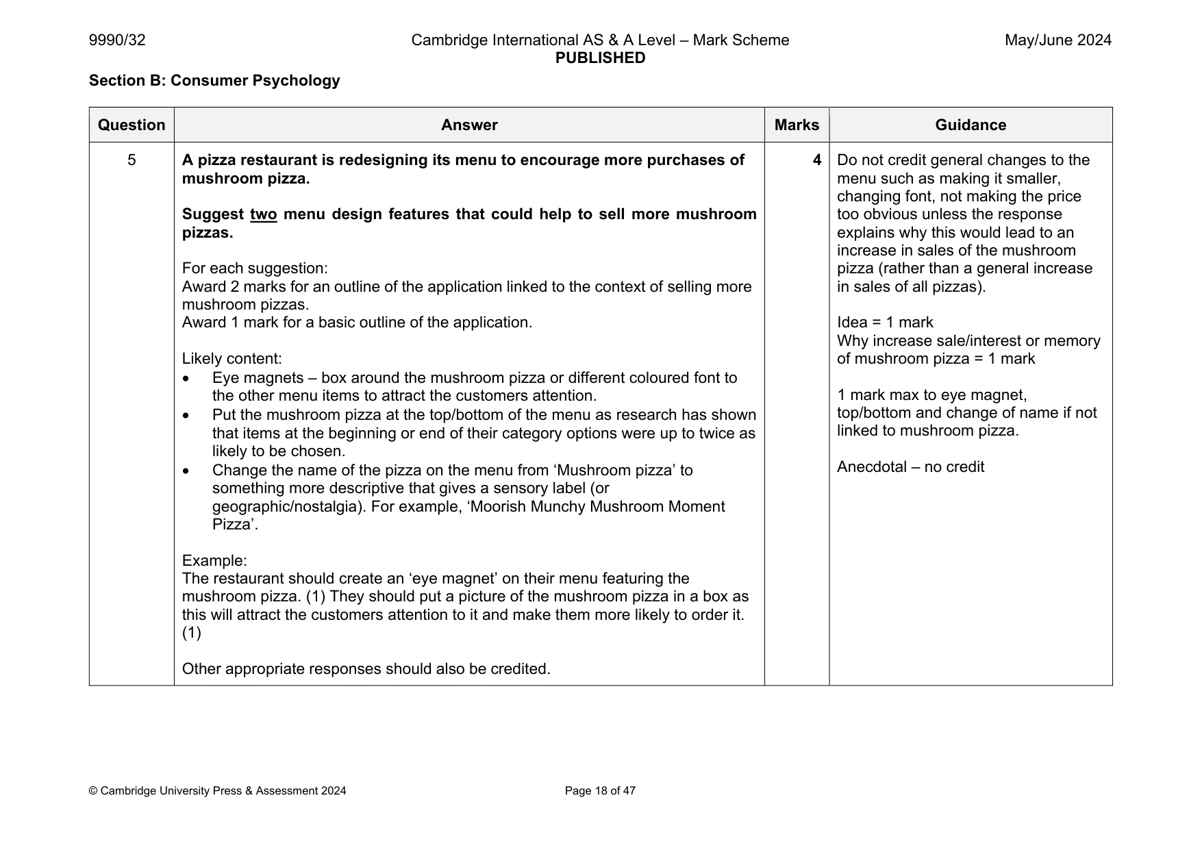Mark scheme, page 18 of 47
