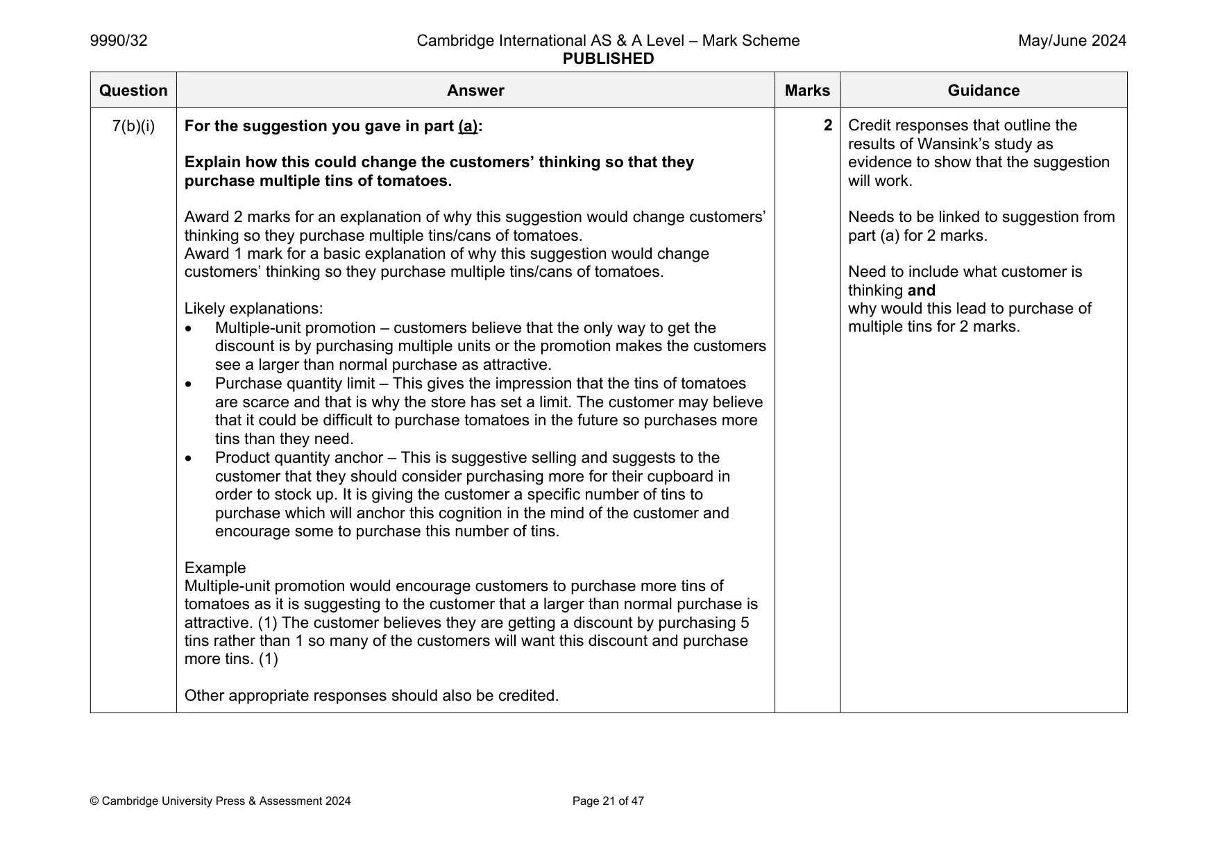 Mark scheme, page 21 of 47
