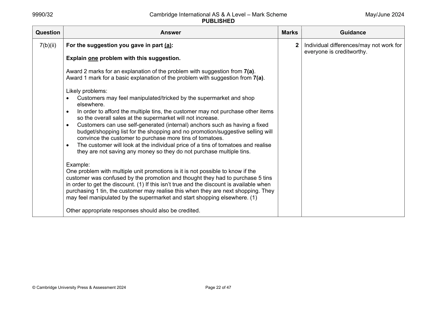 Mark scheme, page 22 of 47