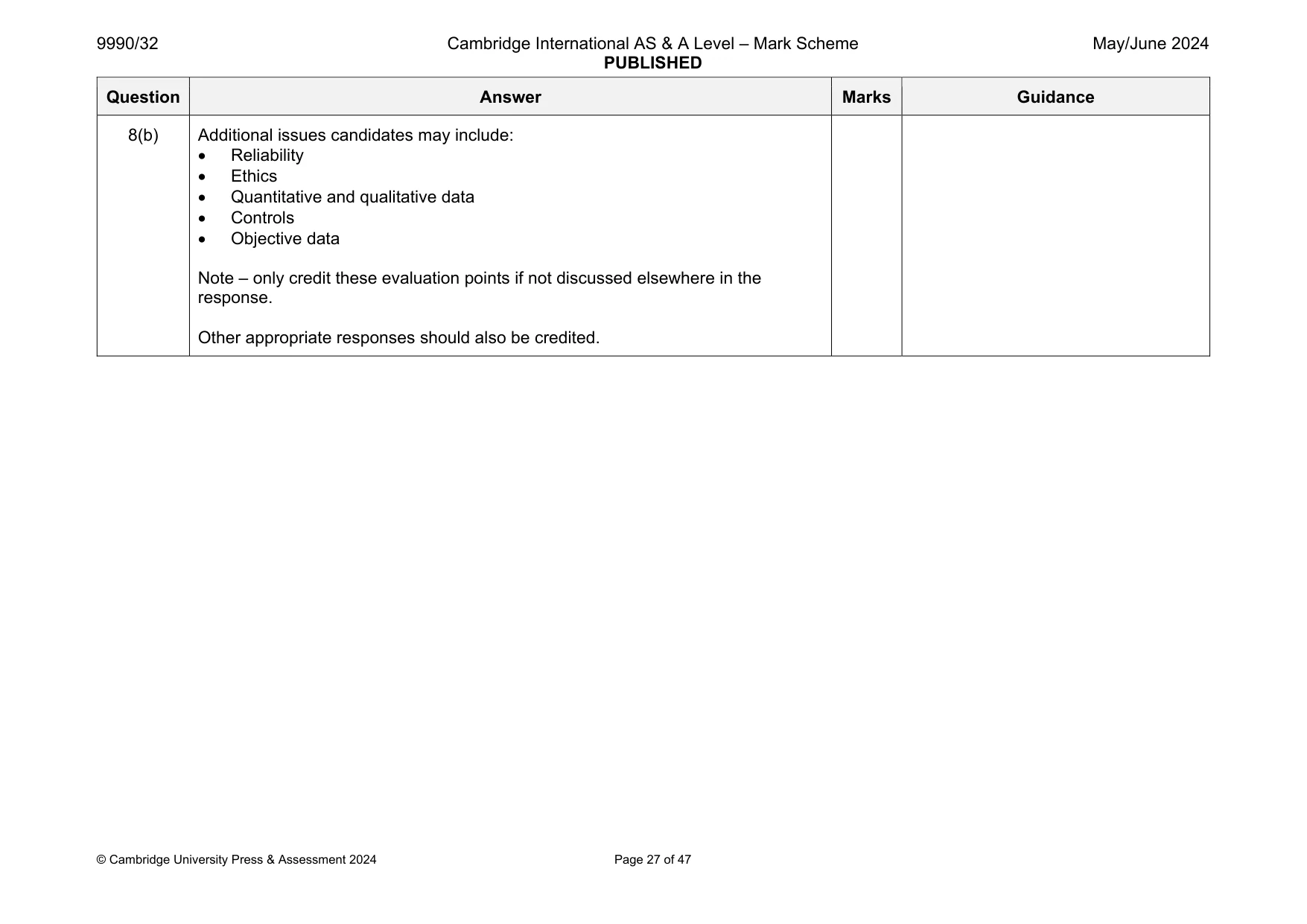 Mark scheme, page 27 of 47