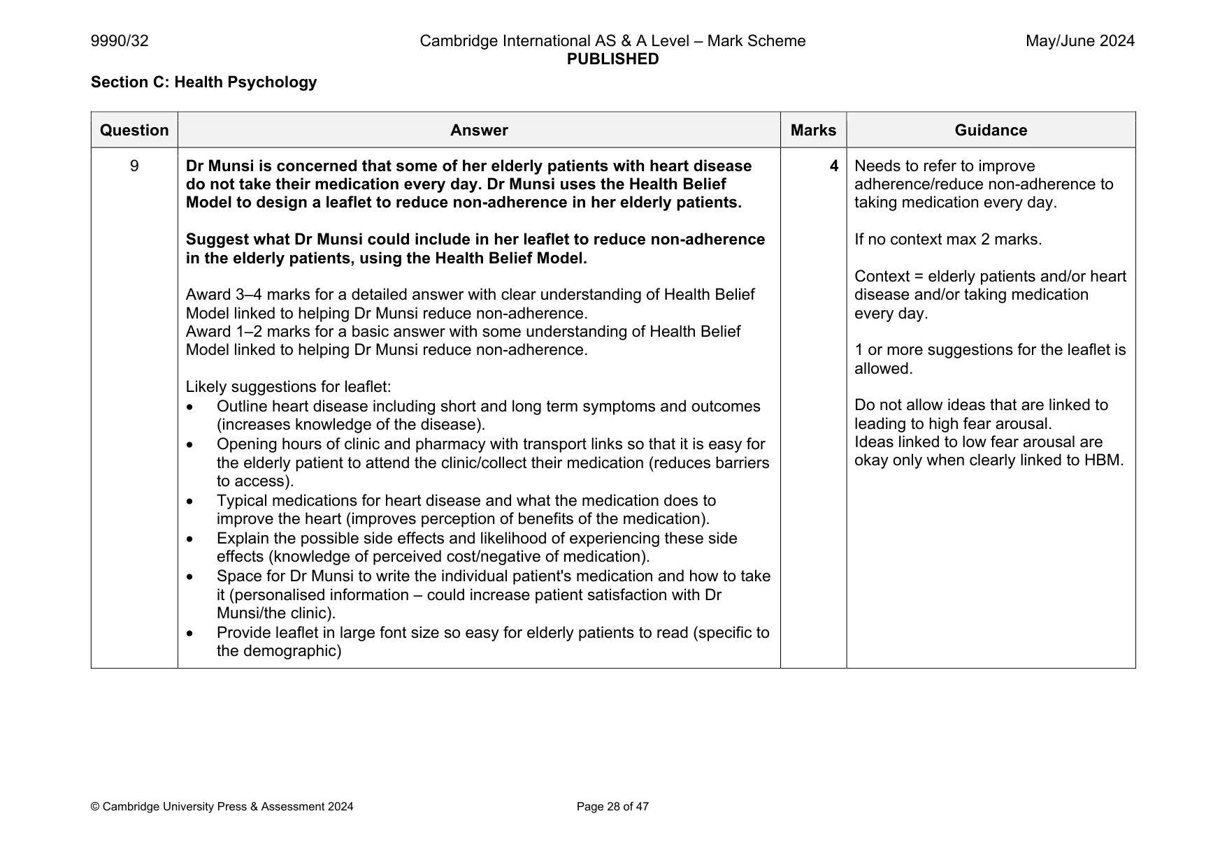 Mark scheme, page 28 of 47