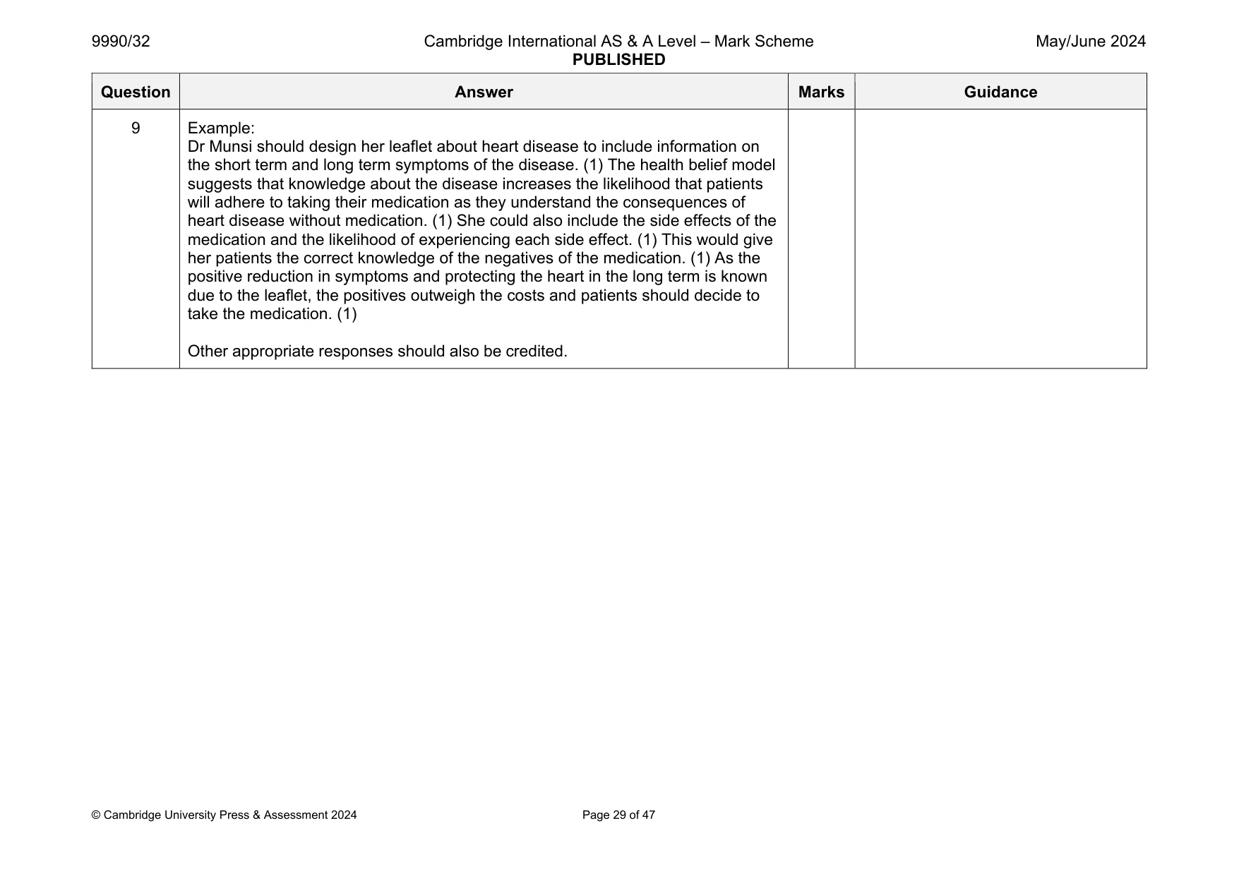Mark scheme, page 29 of 47