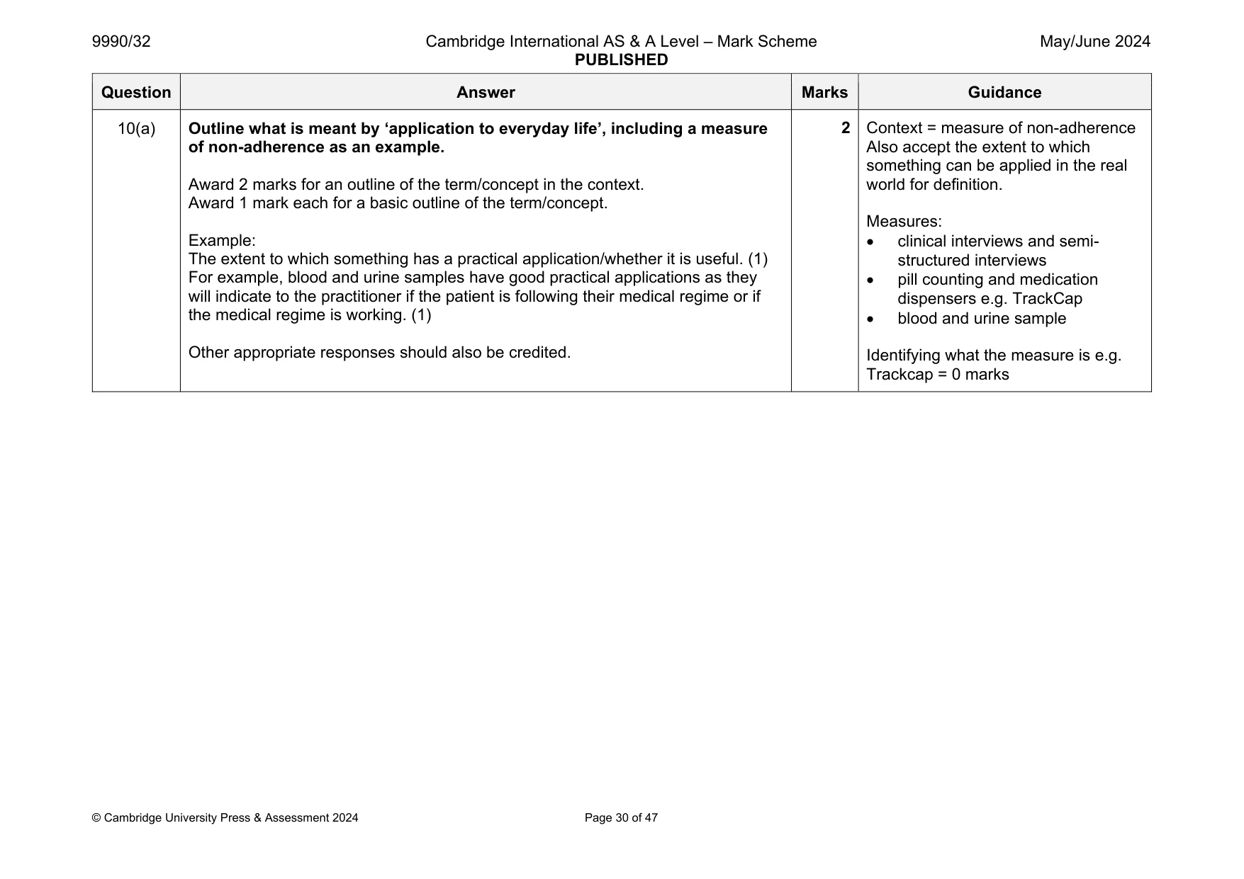 Mark scheme, page 30 of 47
