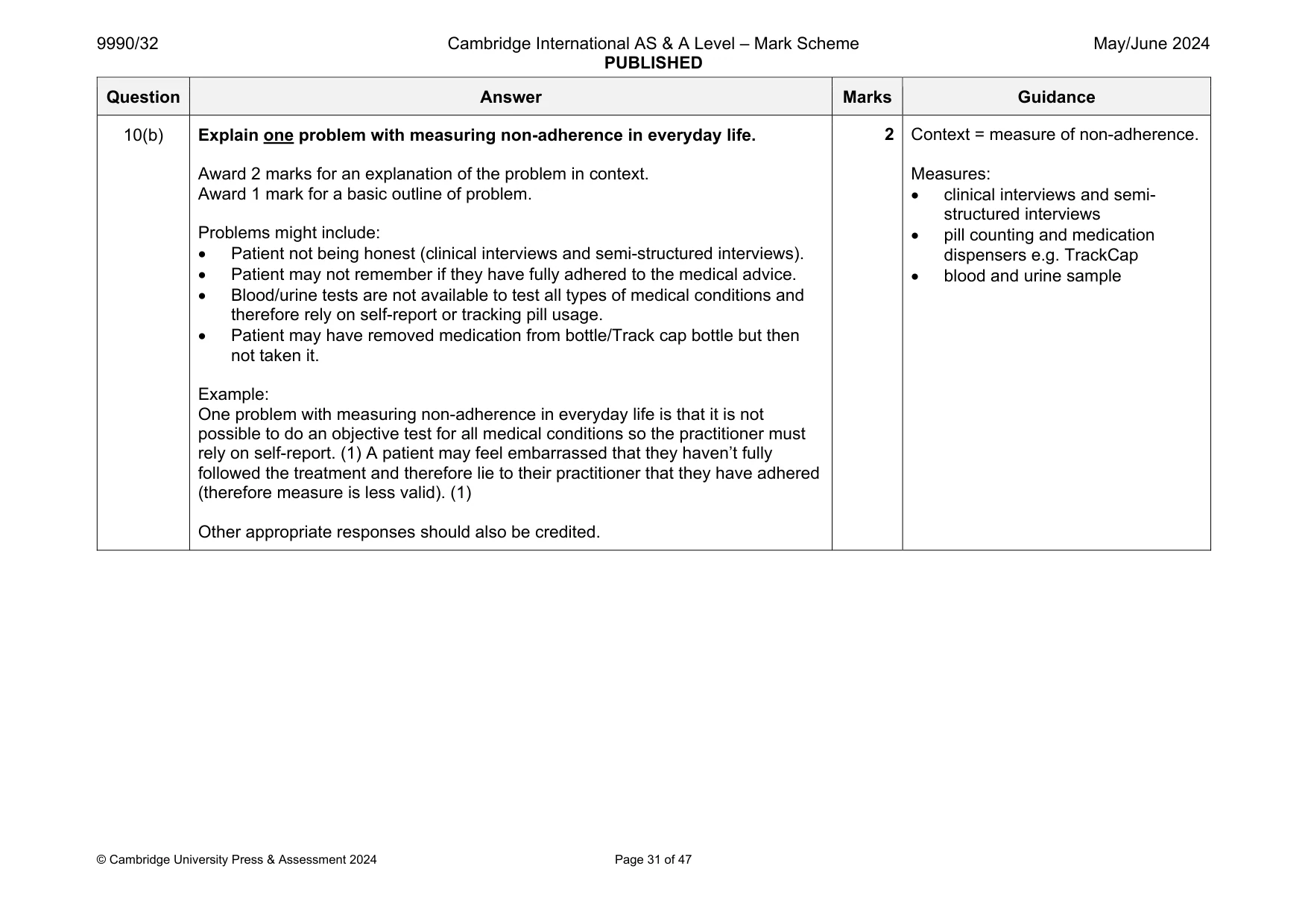 Mark scheme, page 31 of 47