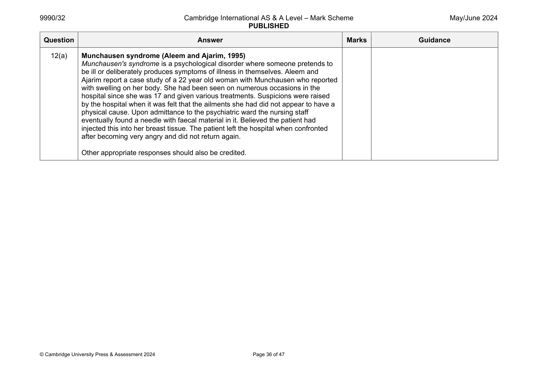 Mark scheme, page 36 of 47