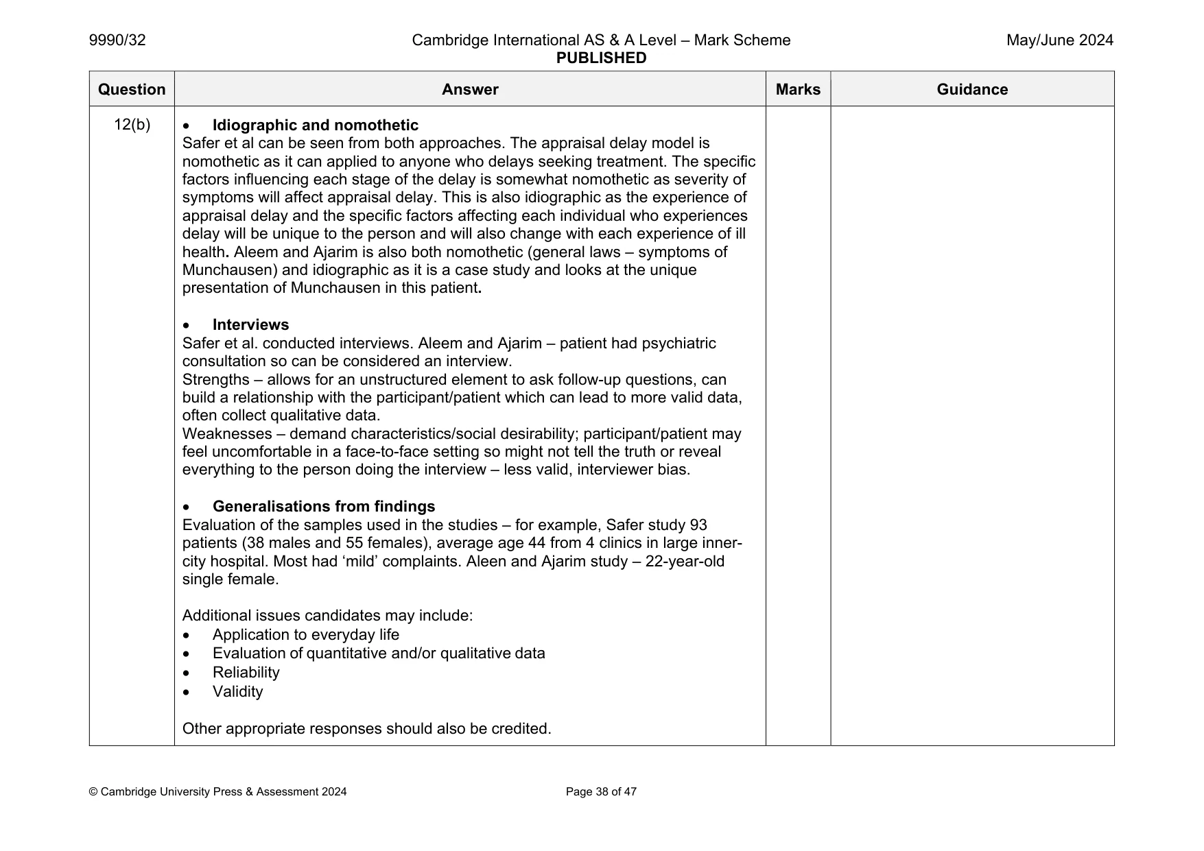 Mark scheme, page 38 of 47