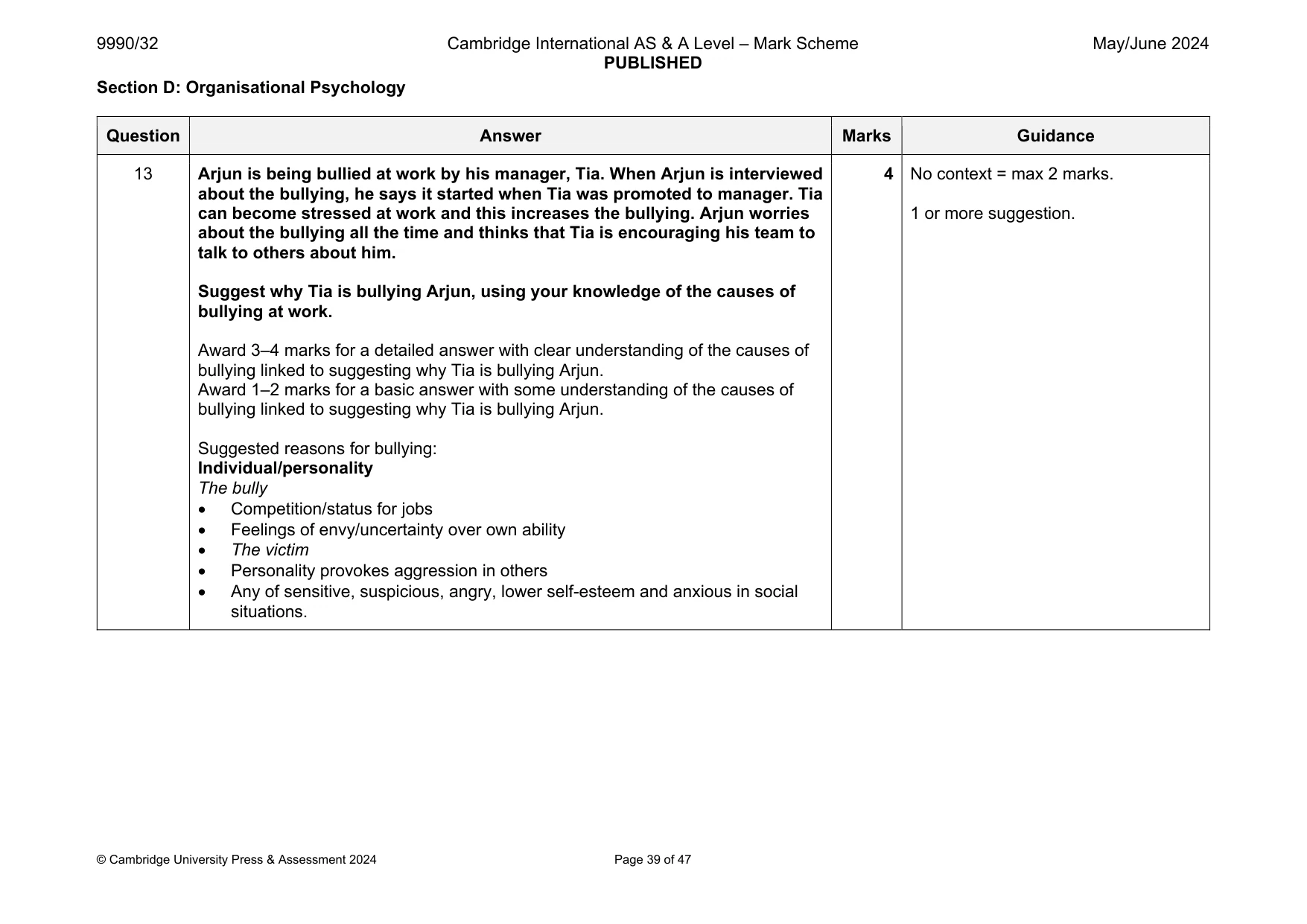 Mark scheme, page 39 of 47