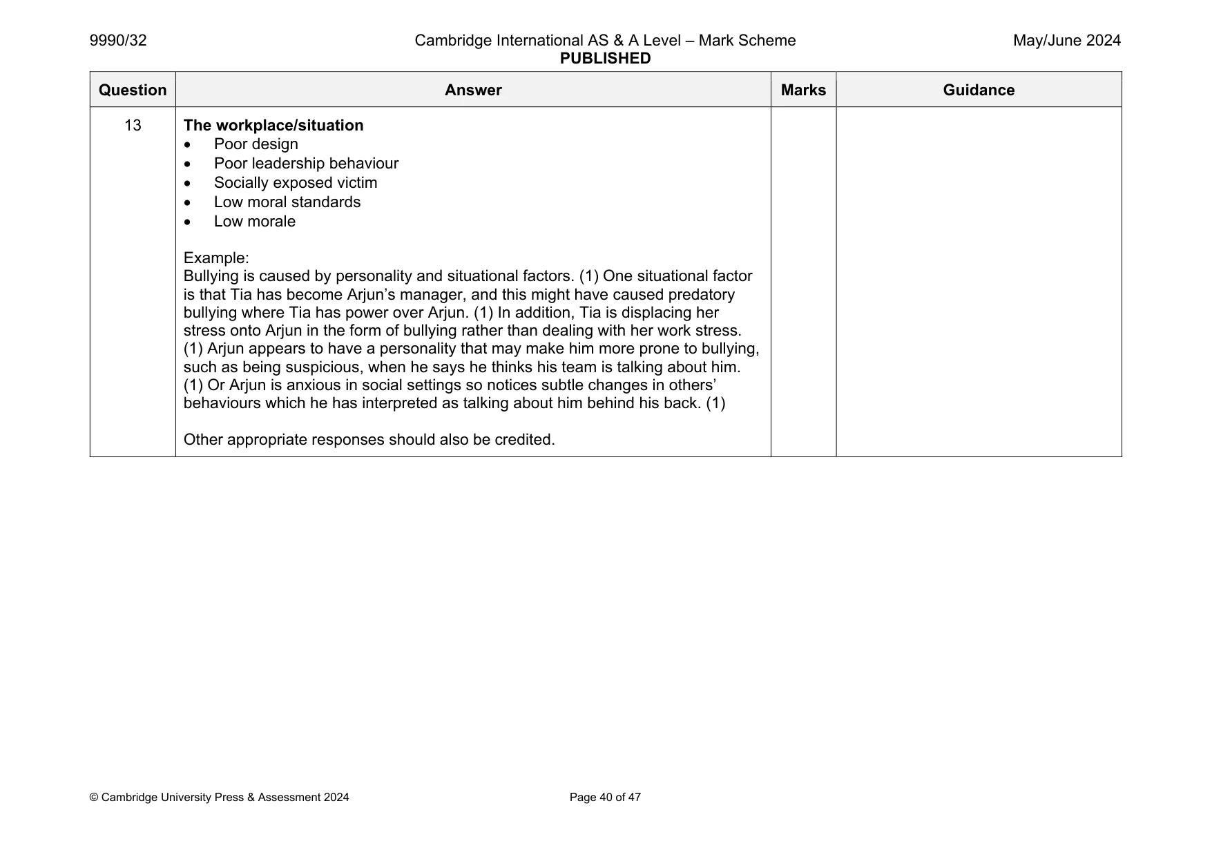 Mark scheme, page 40 of 47