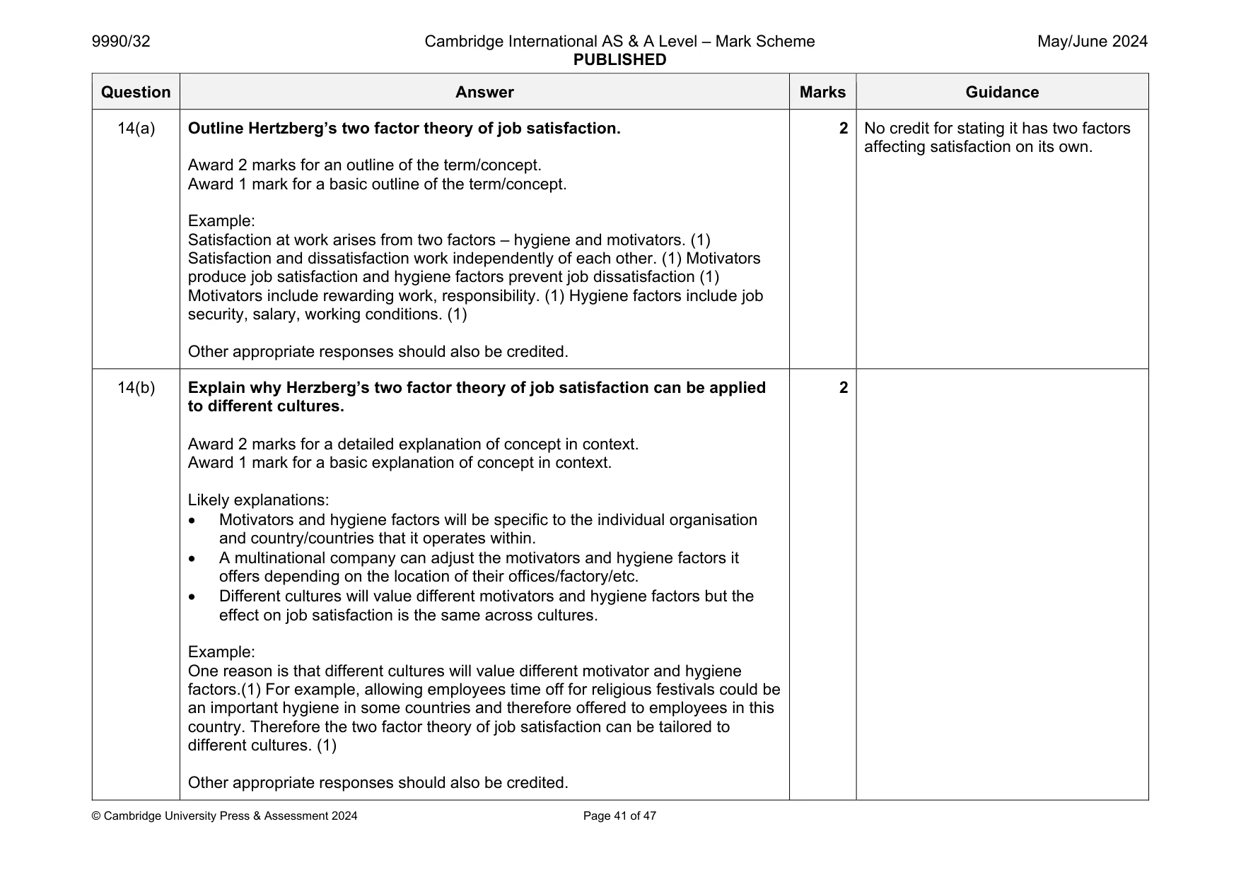 Mark scheme, page 41 of 47