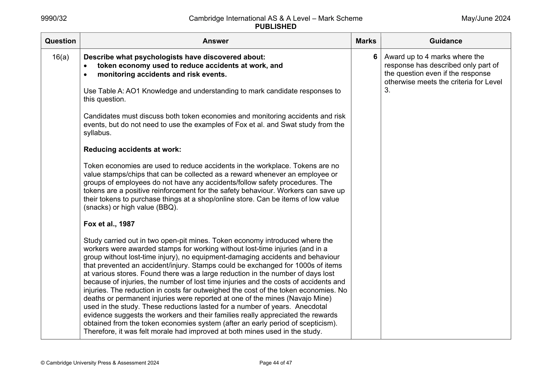 Mark scheme, page 44 of 47