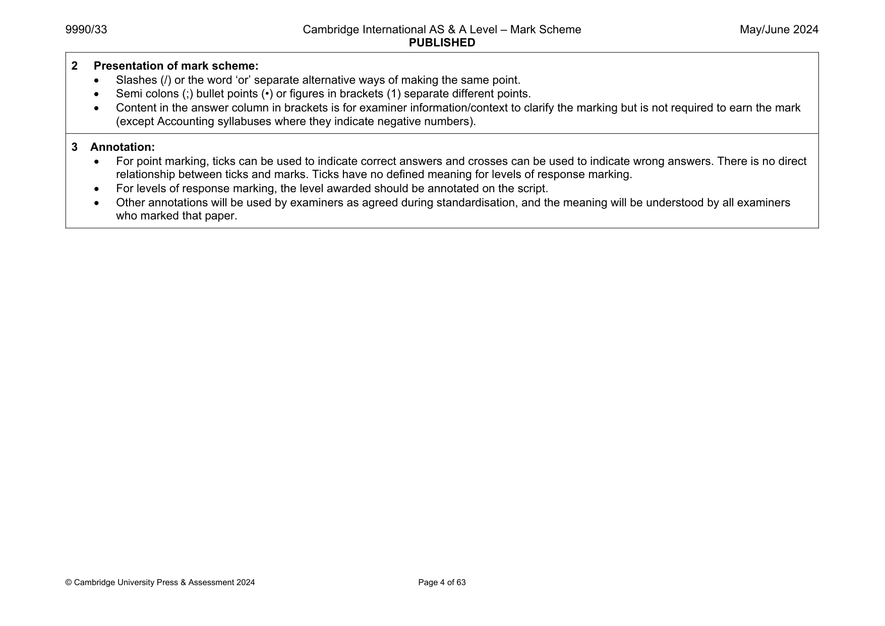 Mark scheme, page 4 of 63