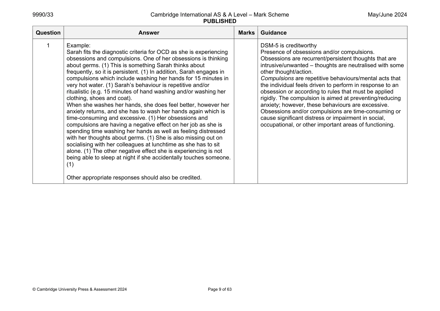 Mark scheme, page 9 of 63