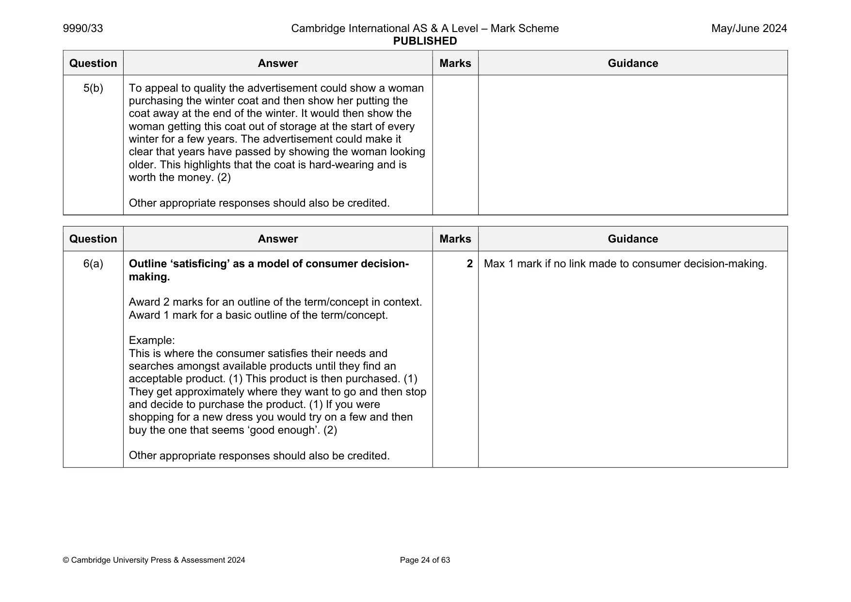 Mark scheme, page 24 of 63