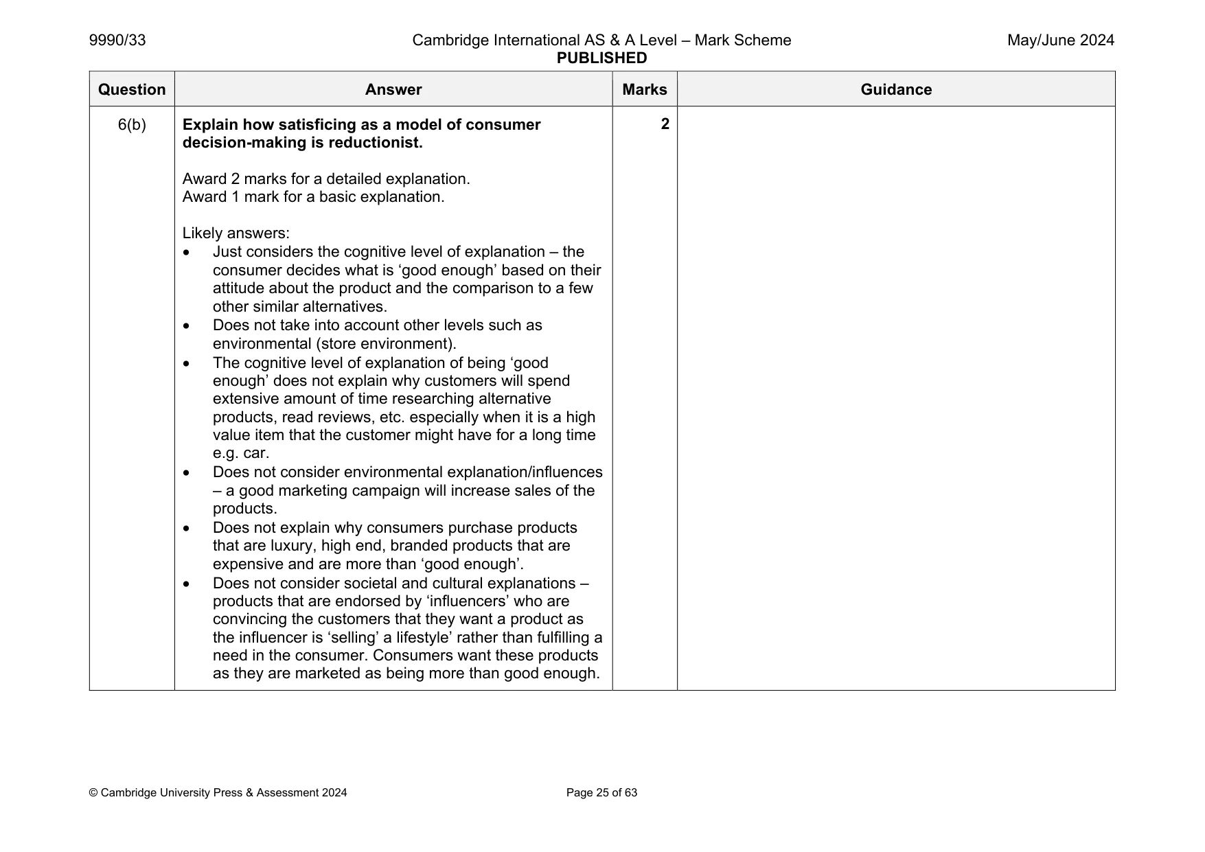 Mark scheme, page 25 of 63
