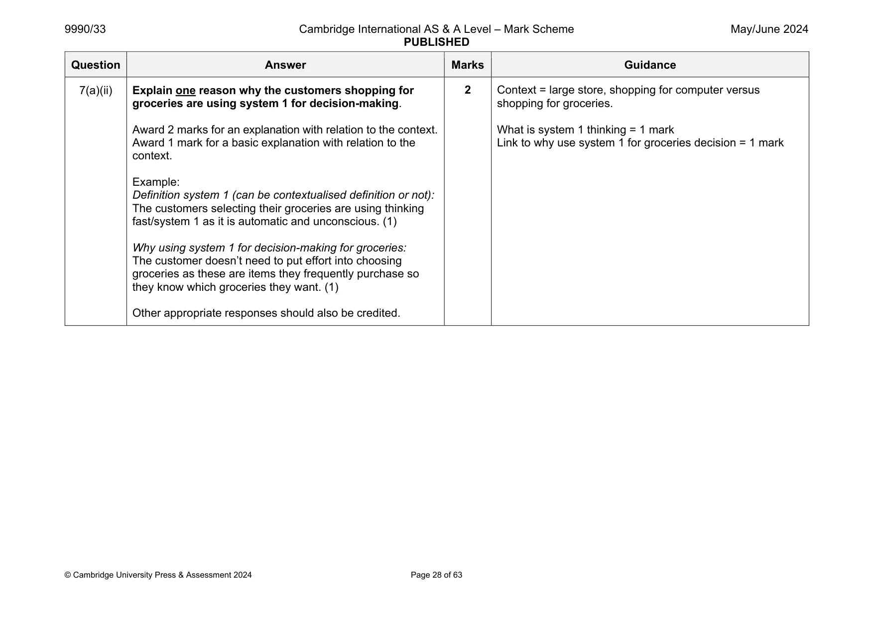 Mark scheme, page 28 of 63