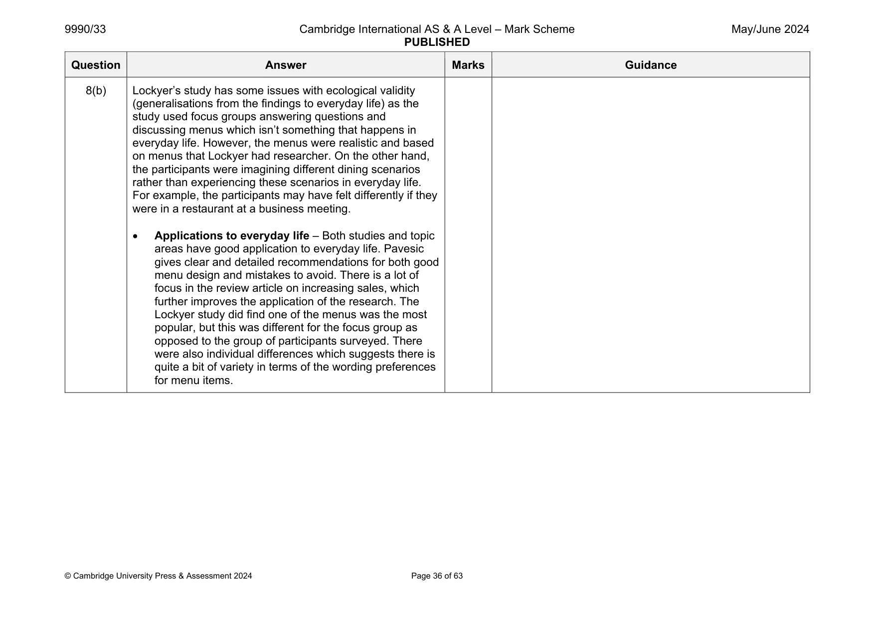 Mark scheme, page 36 of 63