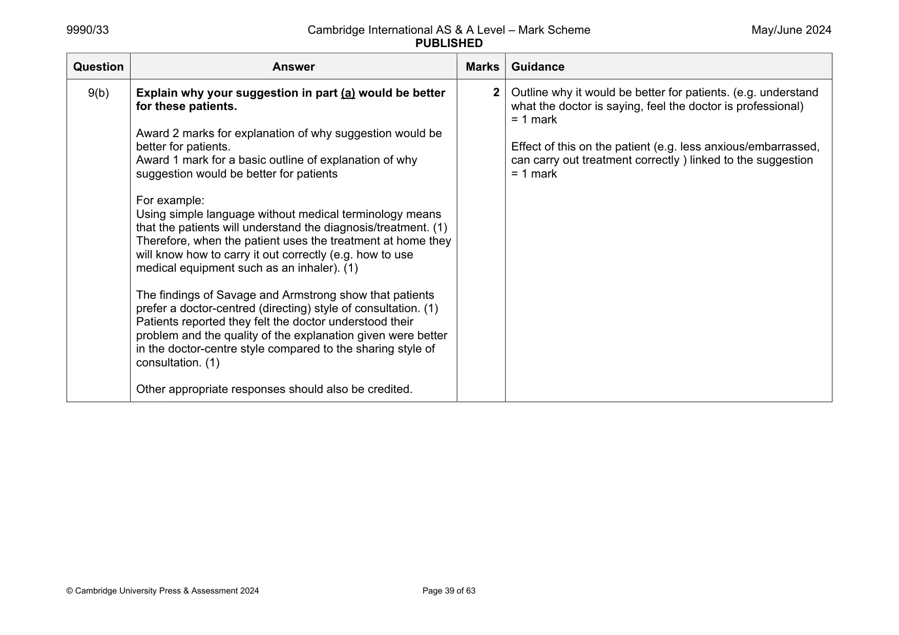 Mark scheme, page 39 of 63
