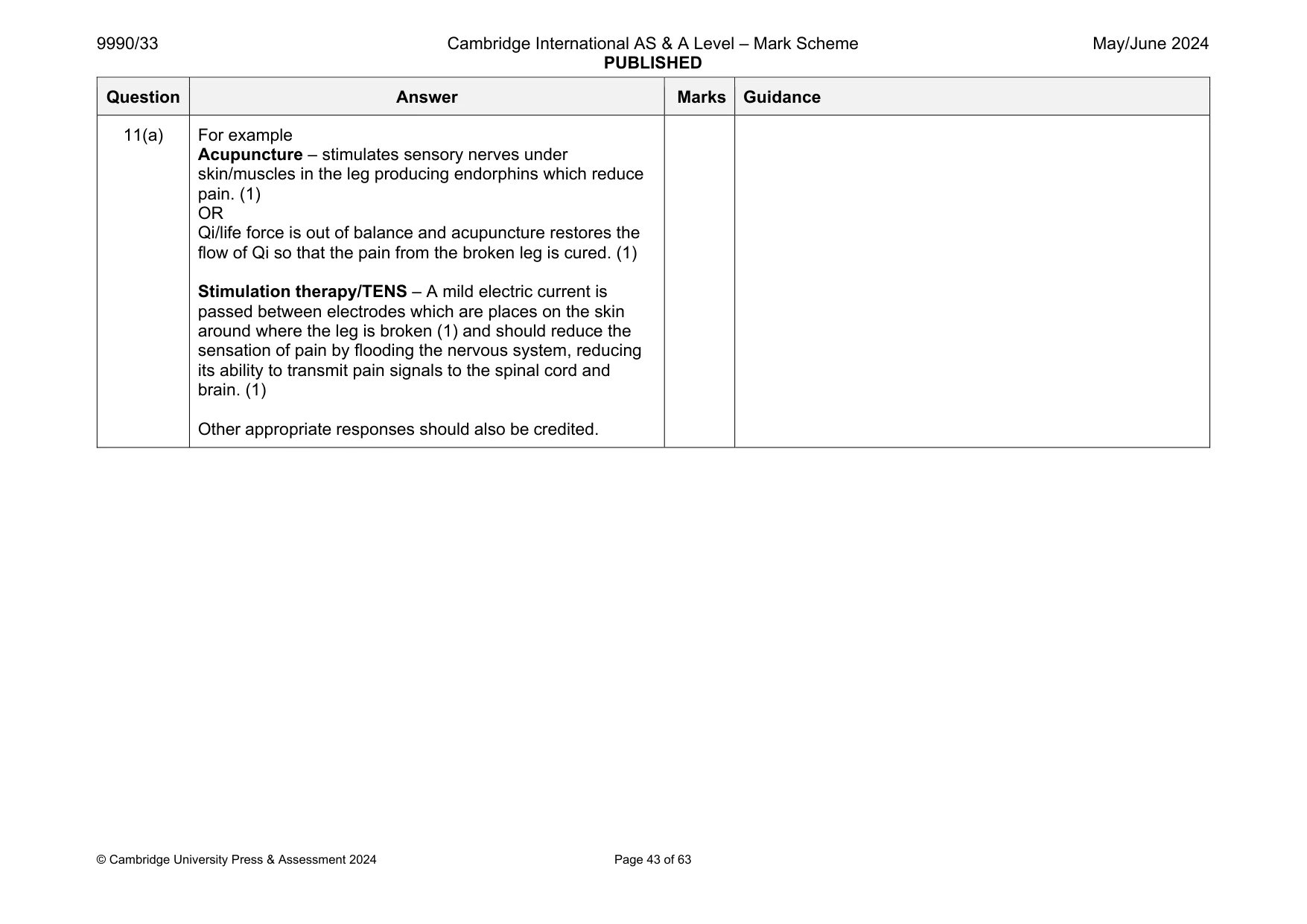 Mark scheme, page 43 of 63