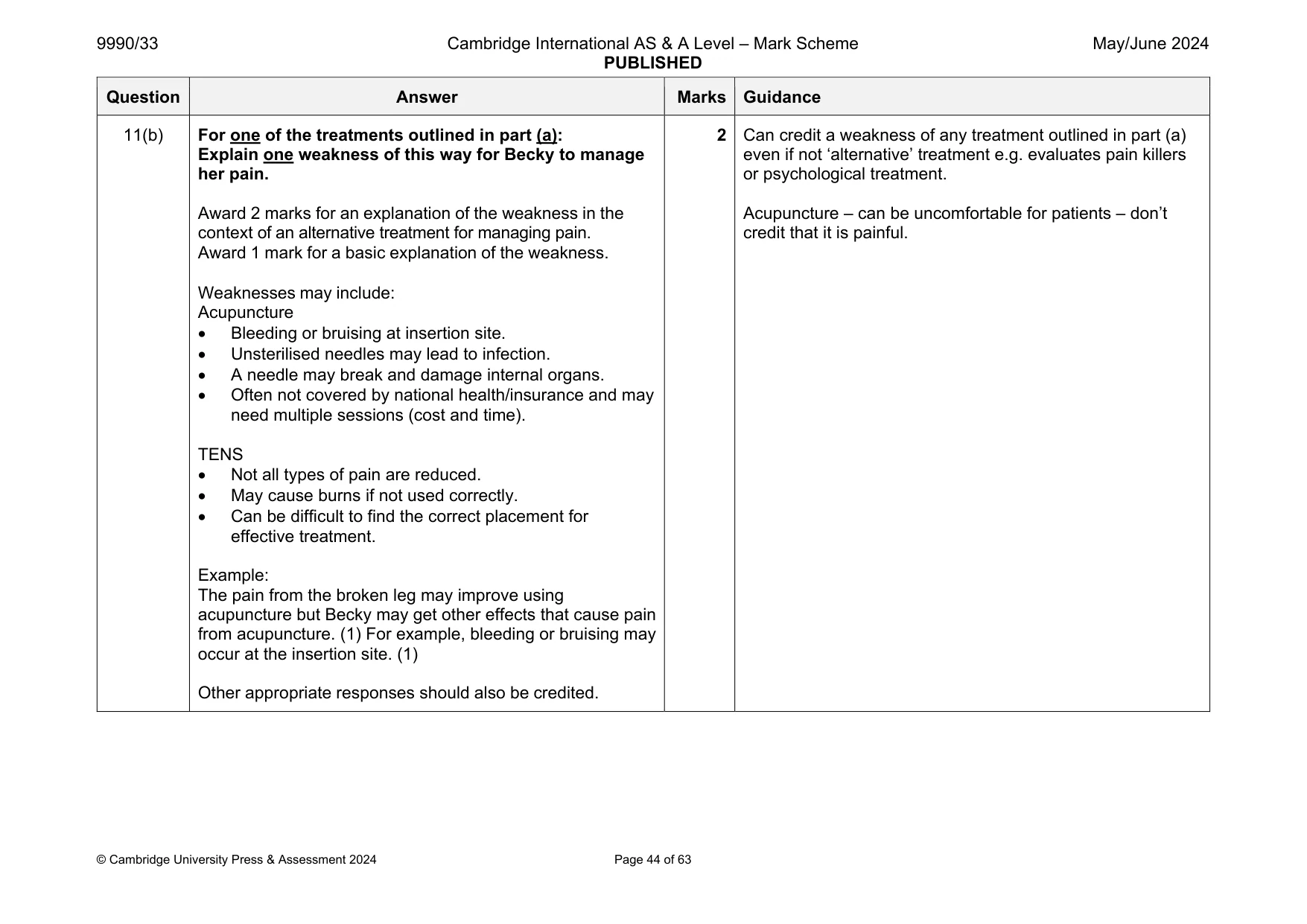Mark scheme, page 44 of 63