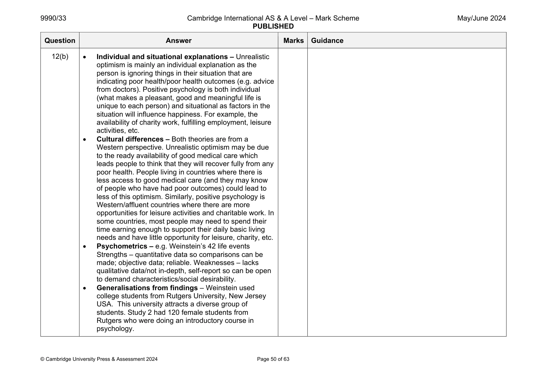 Mark scheme, page 50 of 63