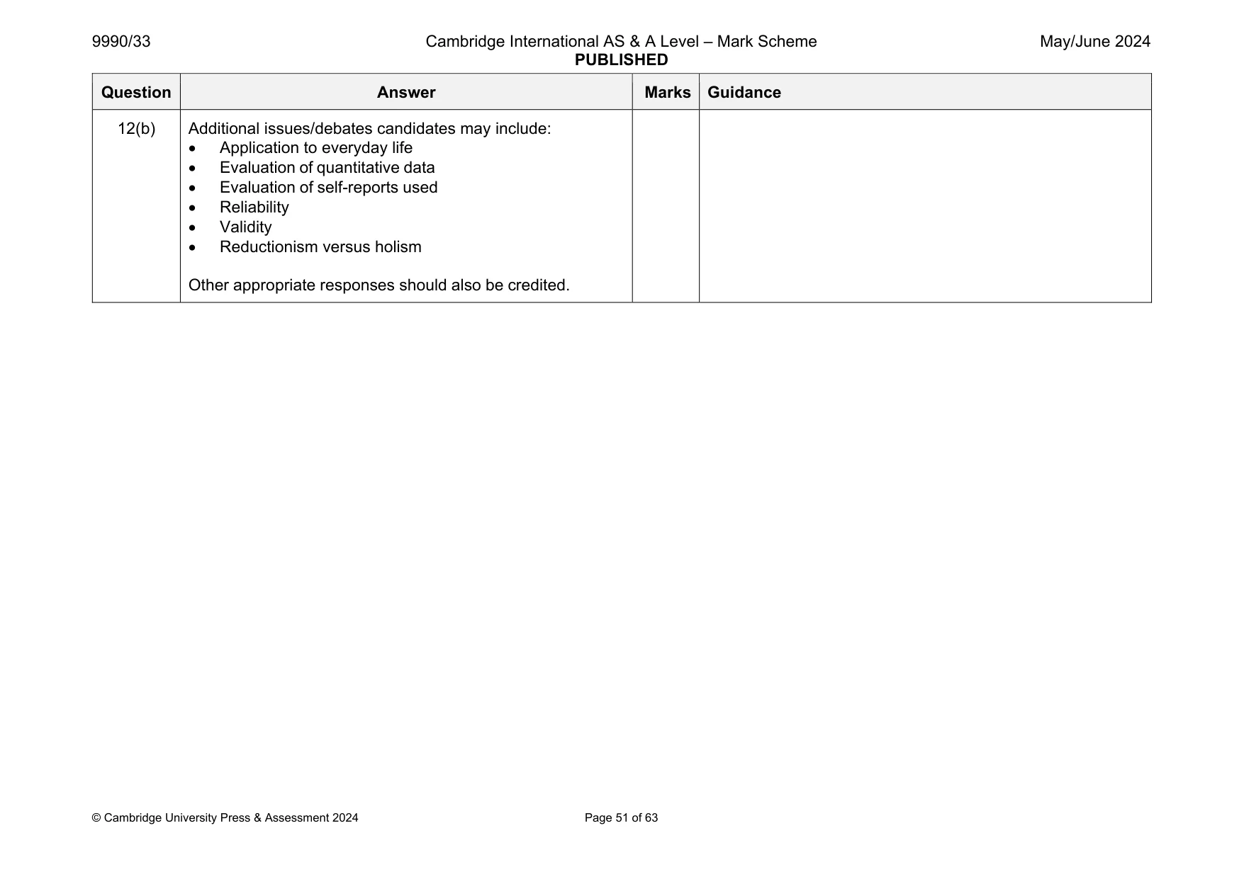 Mark scheme, page 51 of 63