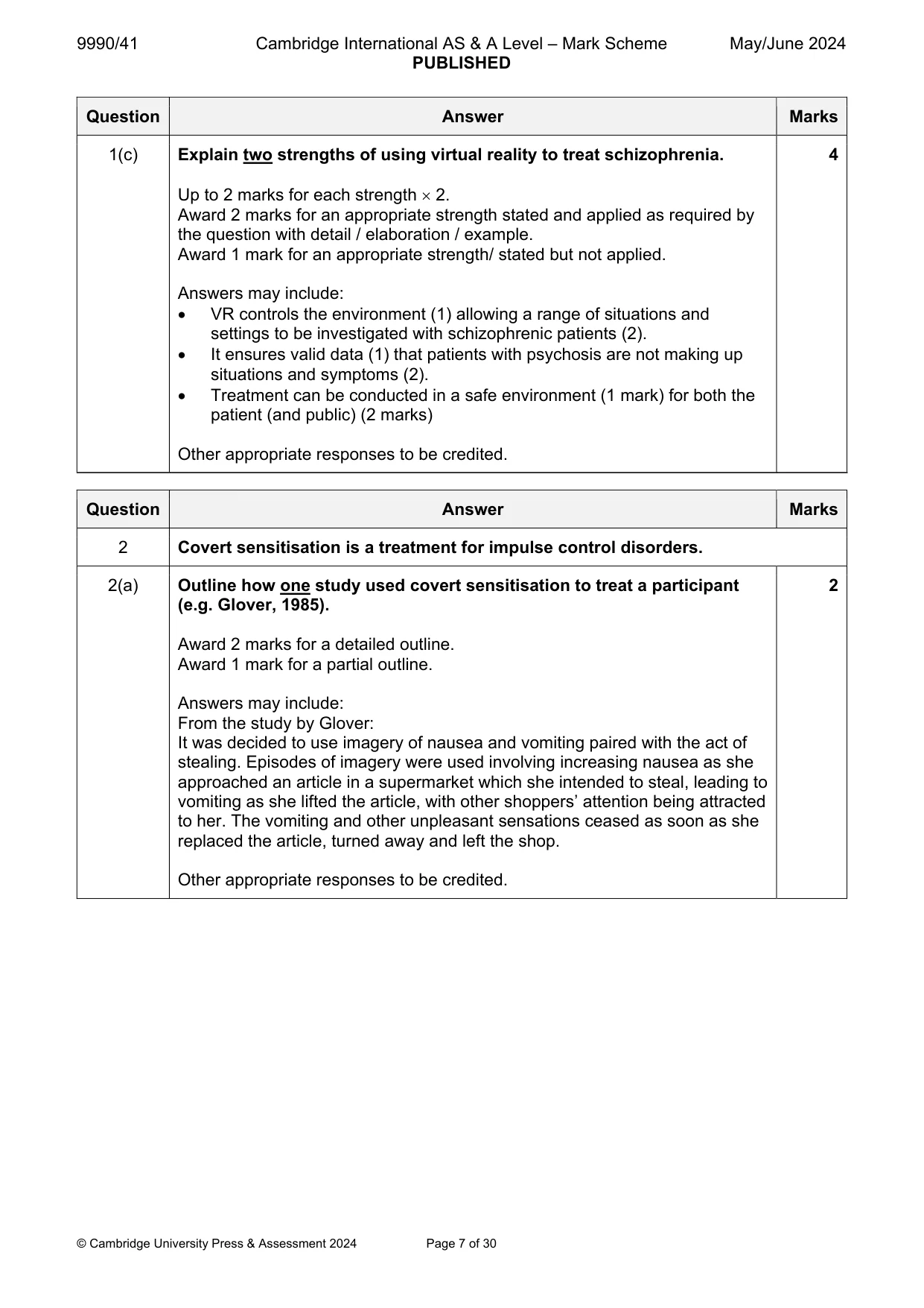 Mark scheme, page 7 of 30