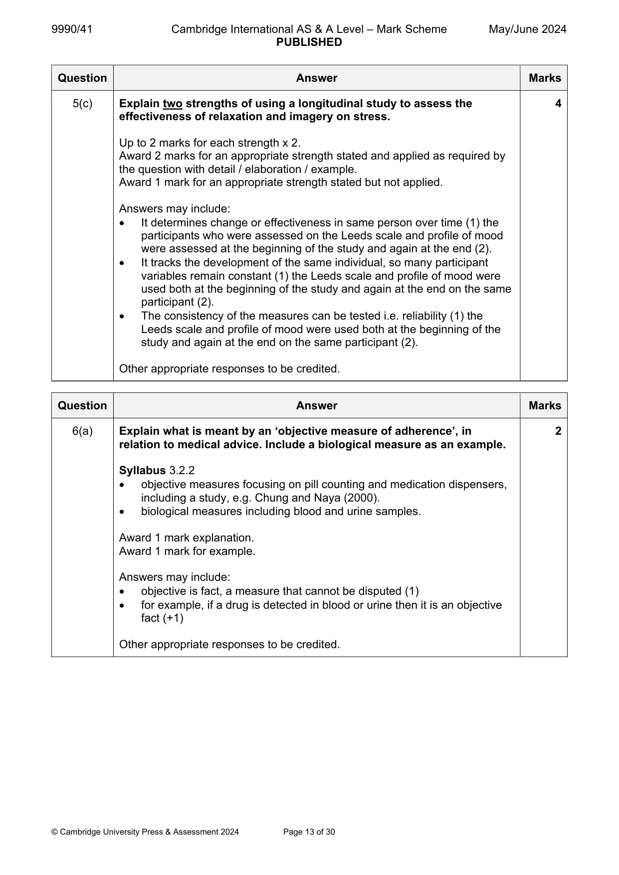 Mark scheme, page 13 of 30