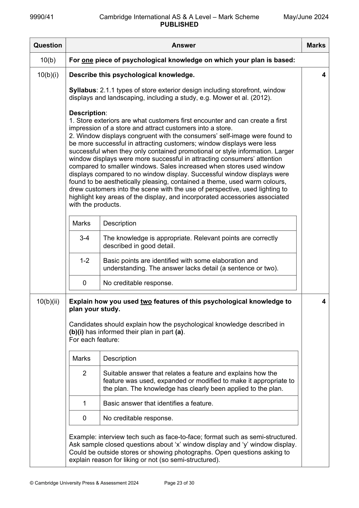 Mark scheme, page 23 of 30