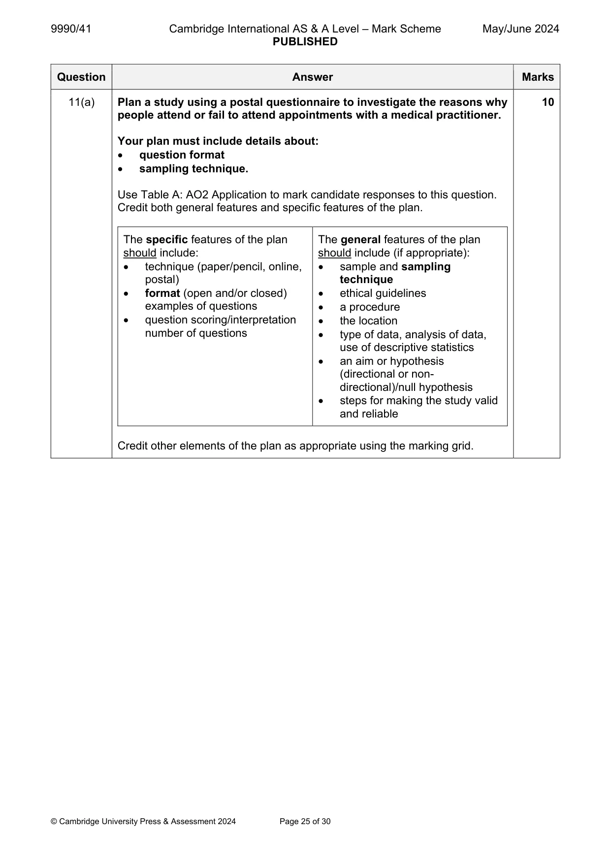 Mark scheme, page 25 of 30