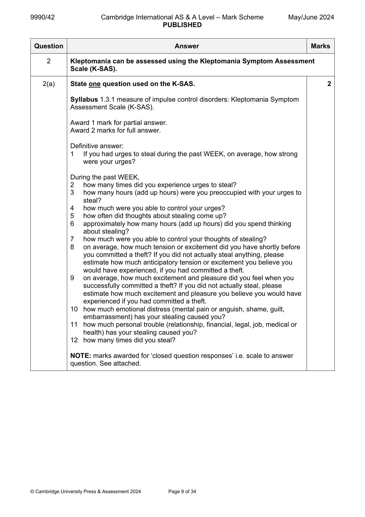 Mark scheme, page 9 of 34