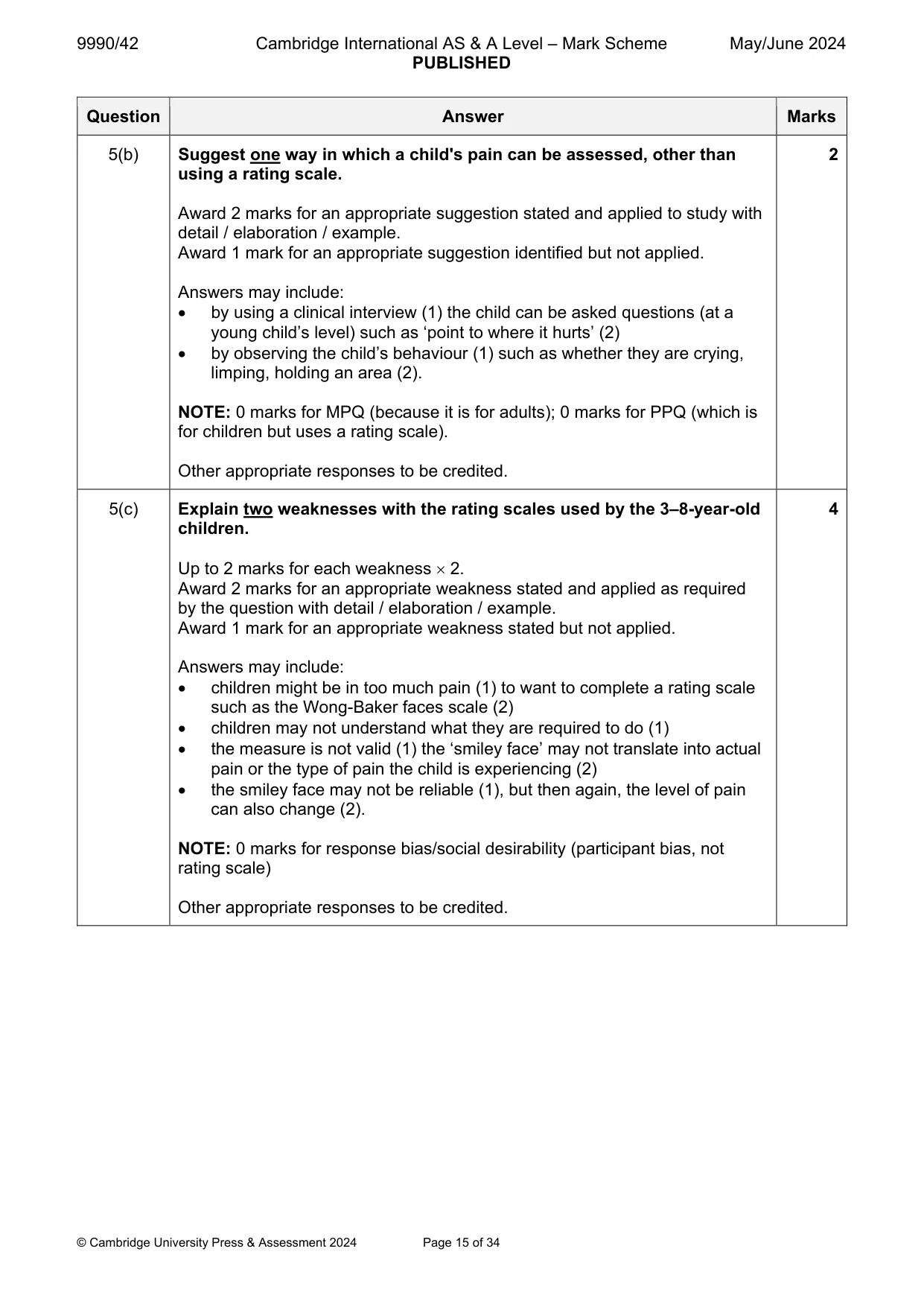 Mark scheme, page 15 of 34