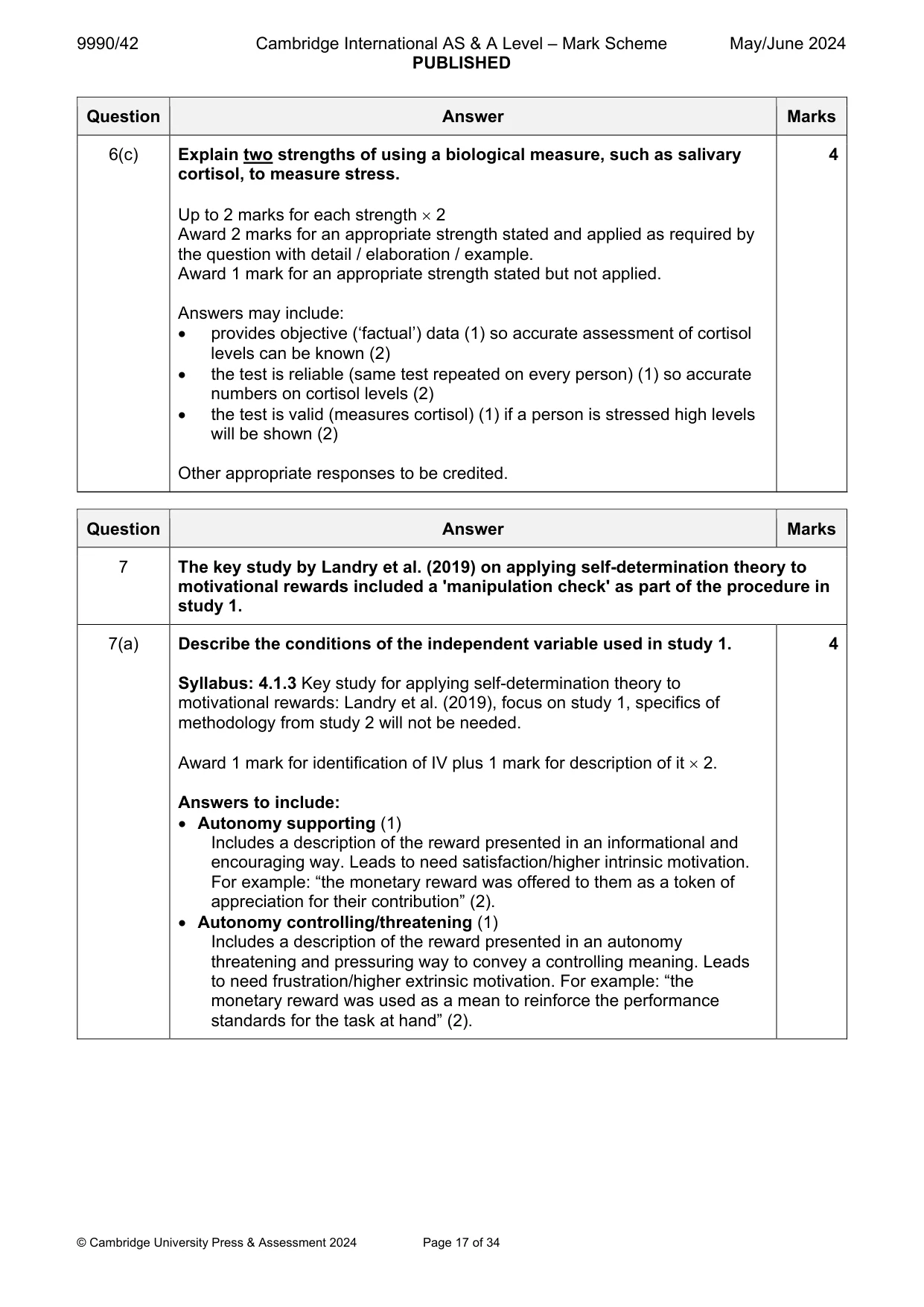 Mark scheme, page 17 of 34