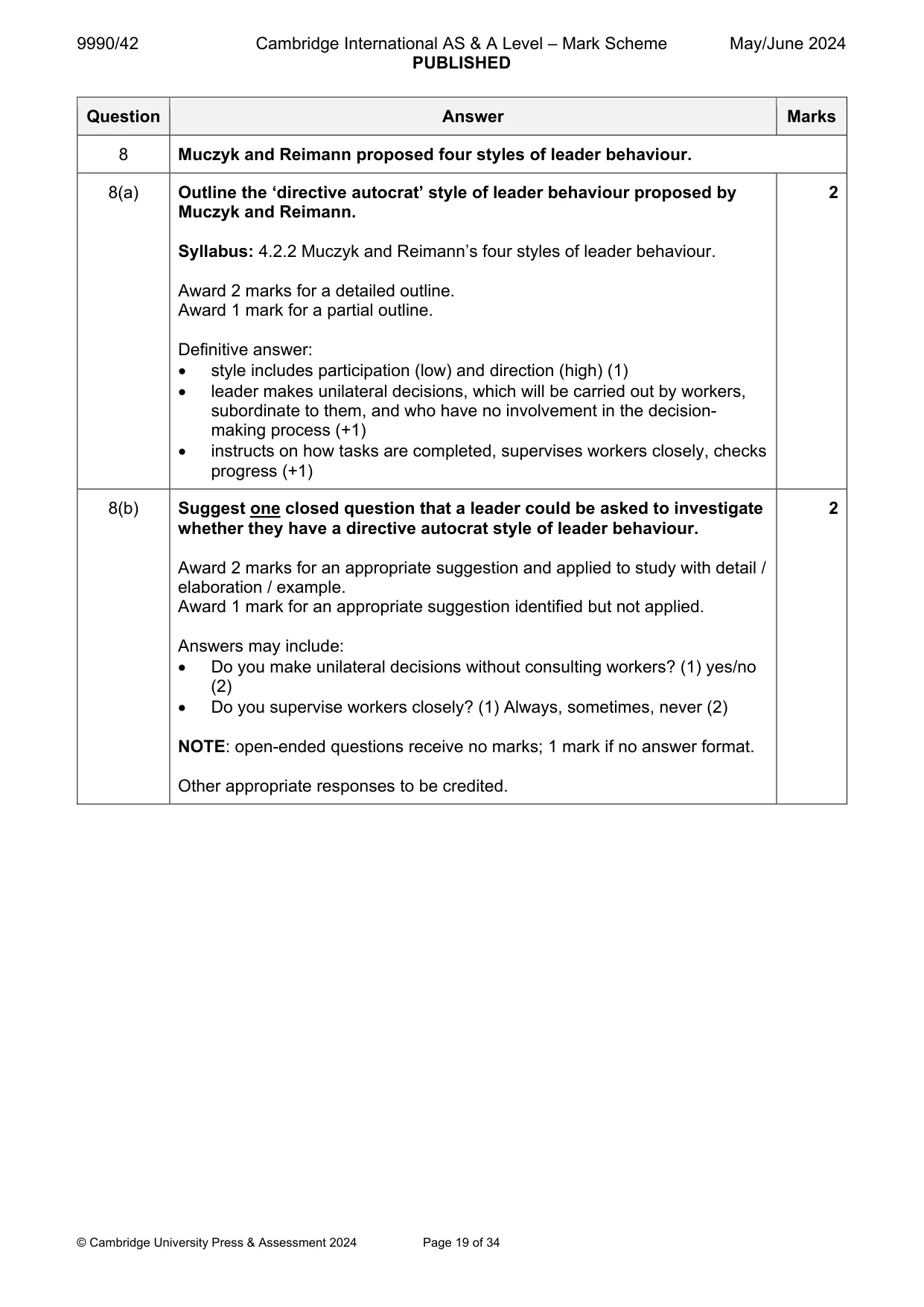 Mark scheme, page 19 of 34