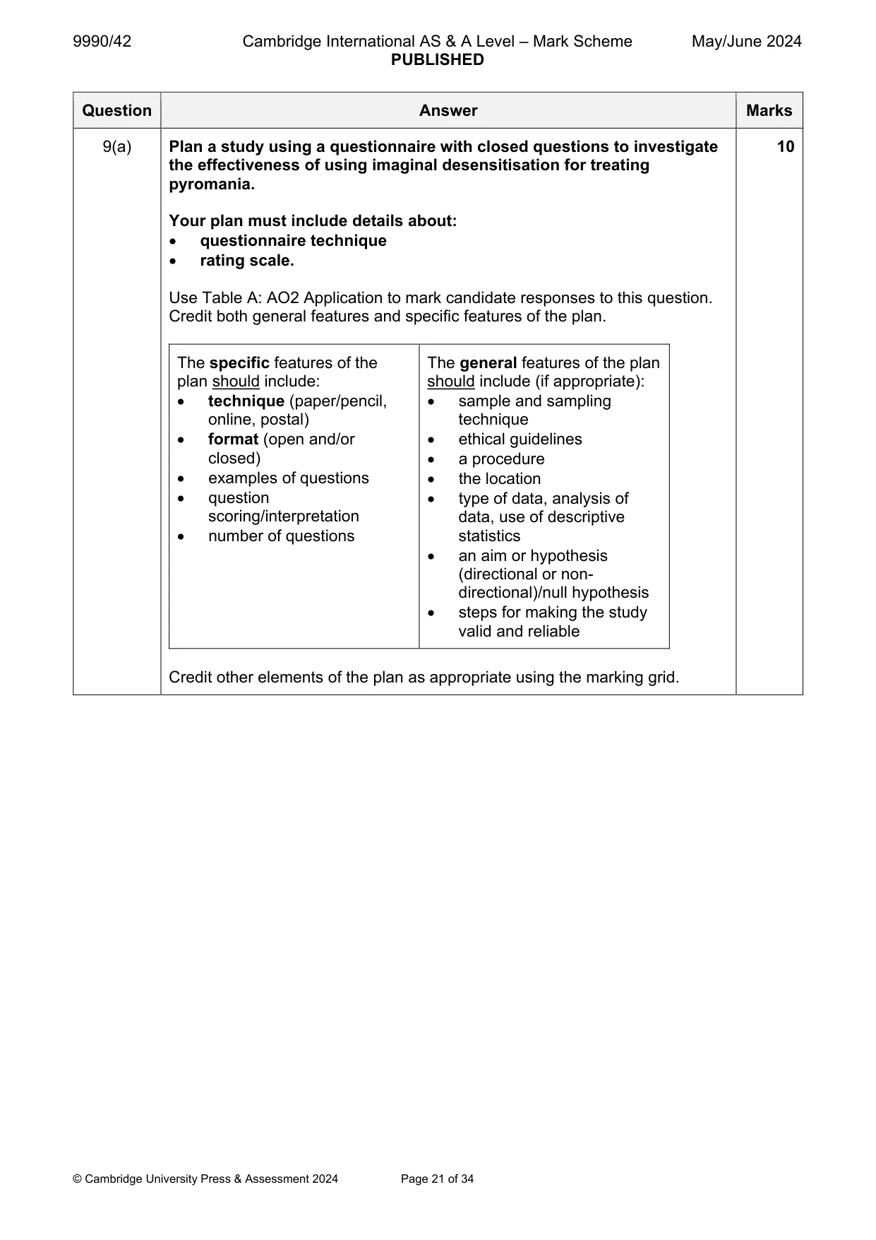 Mark scheme, page 21 of 34