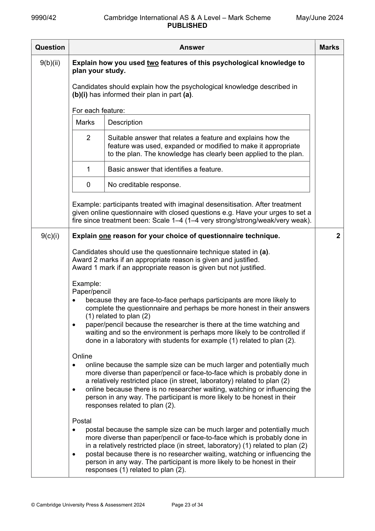 Mark scheme, page 23 of 34