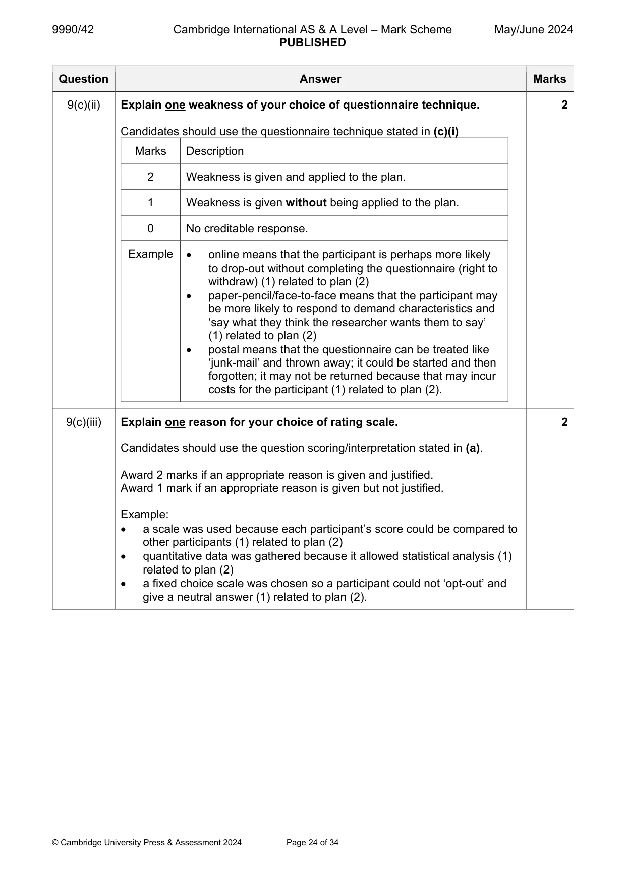 Mark scheme, page 24 of 34