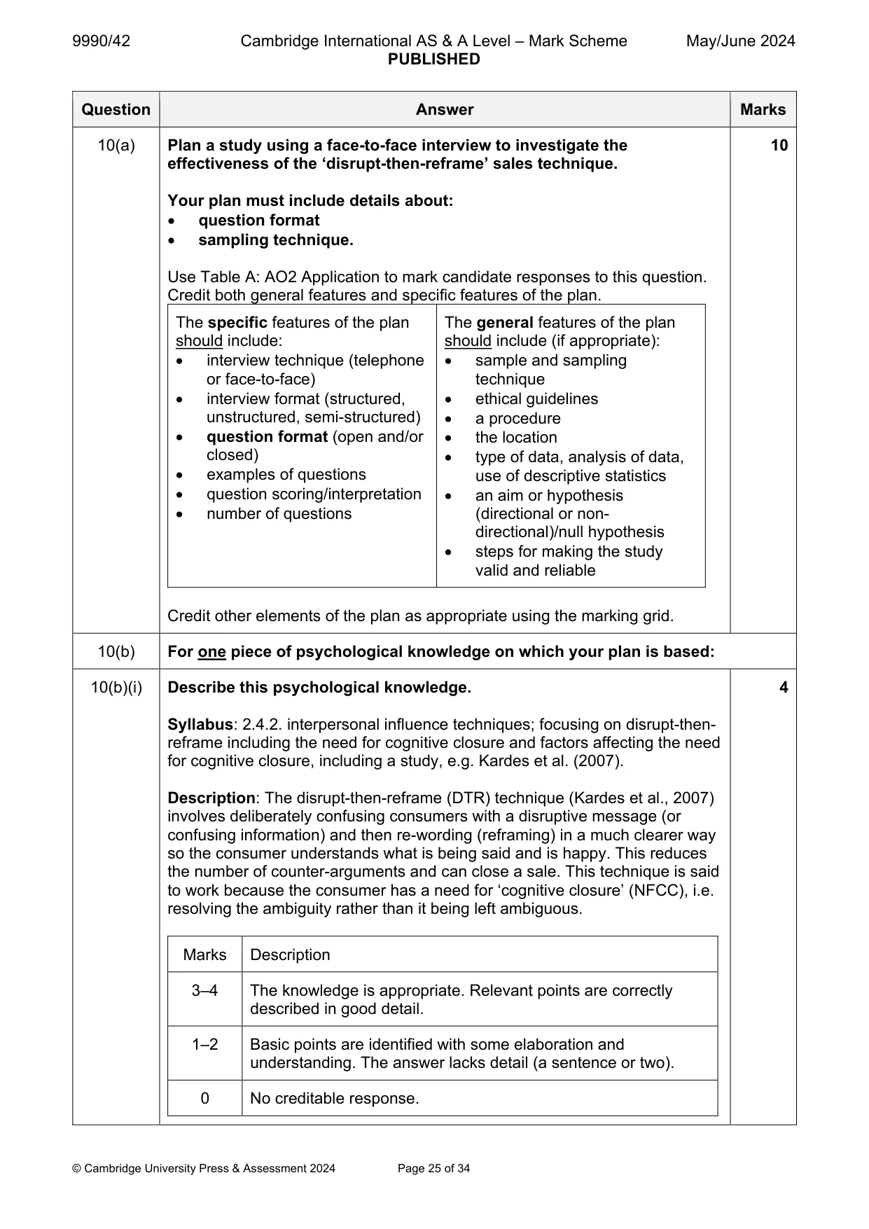 Mark scheme, page 25 of 34
