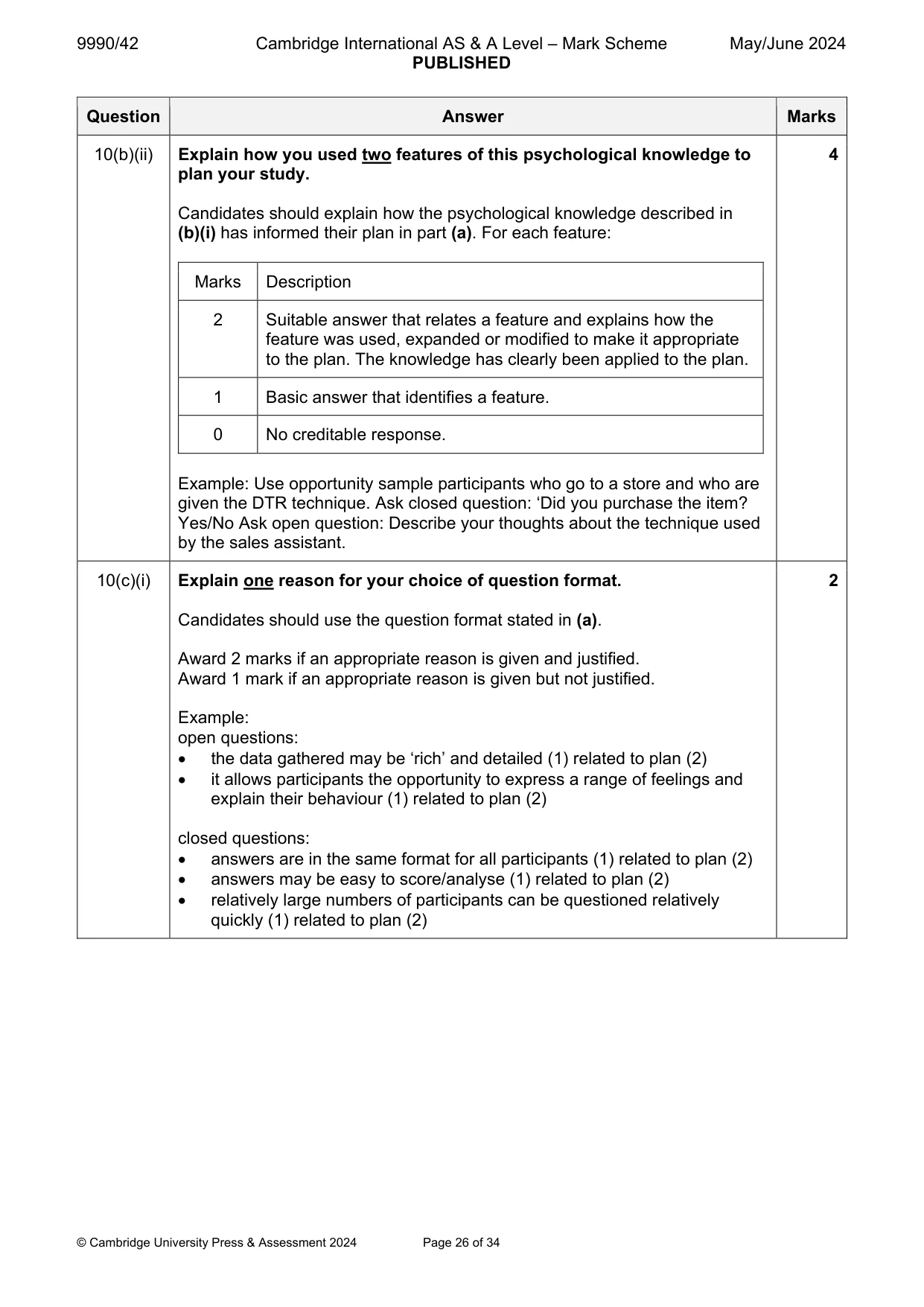 Mark scheme, page 26 of 34