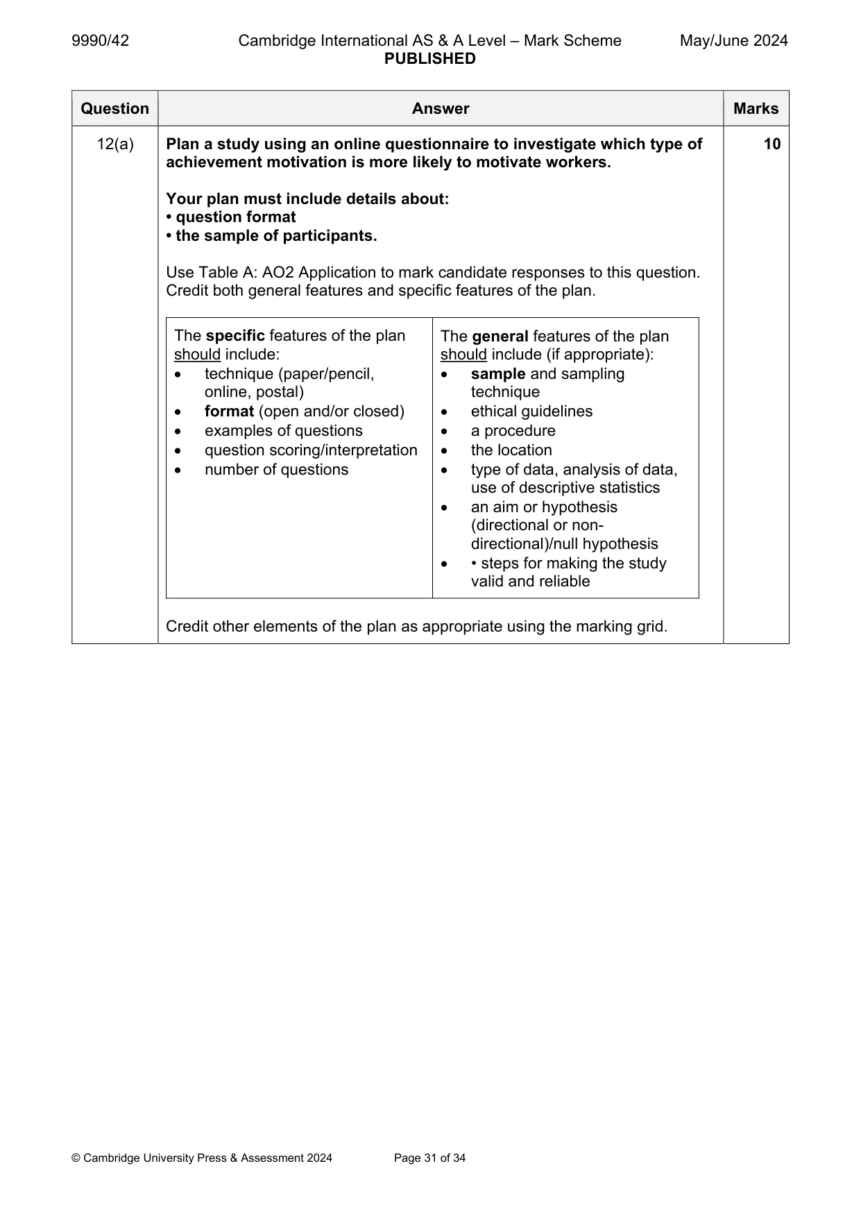 Mark scheme, page 31 of 34