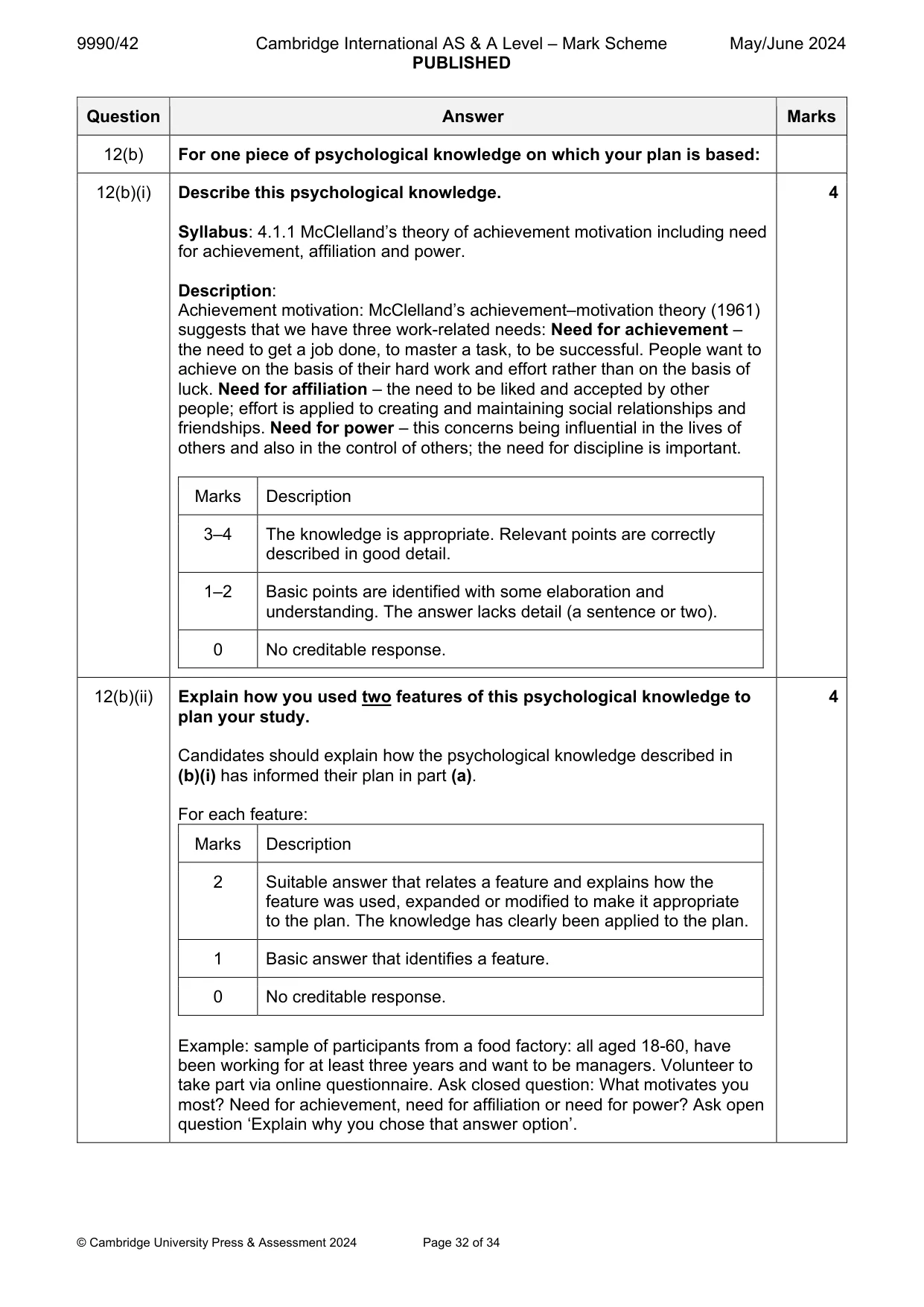 Mark scheme, page 32 of 34
