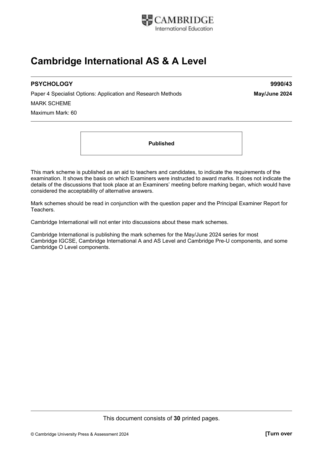 Mark scheme, page 1 of 30