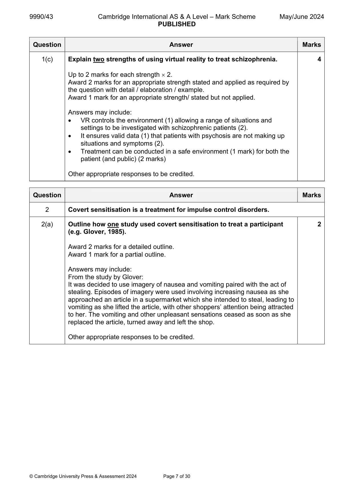 Mark scheme, page 7 of 30