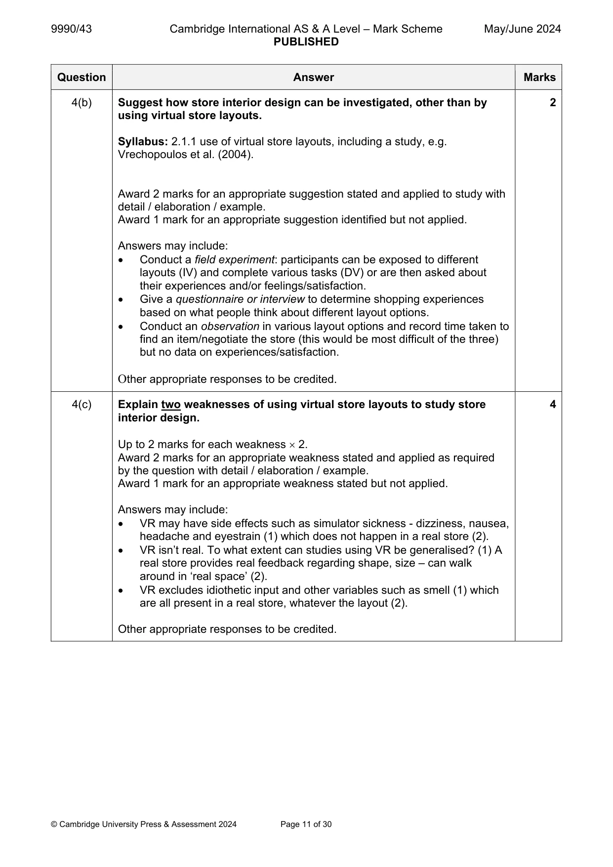 Mark scheme, page 11 of 30