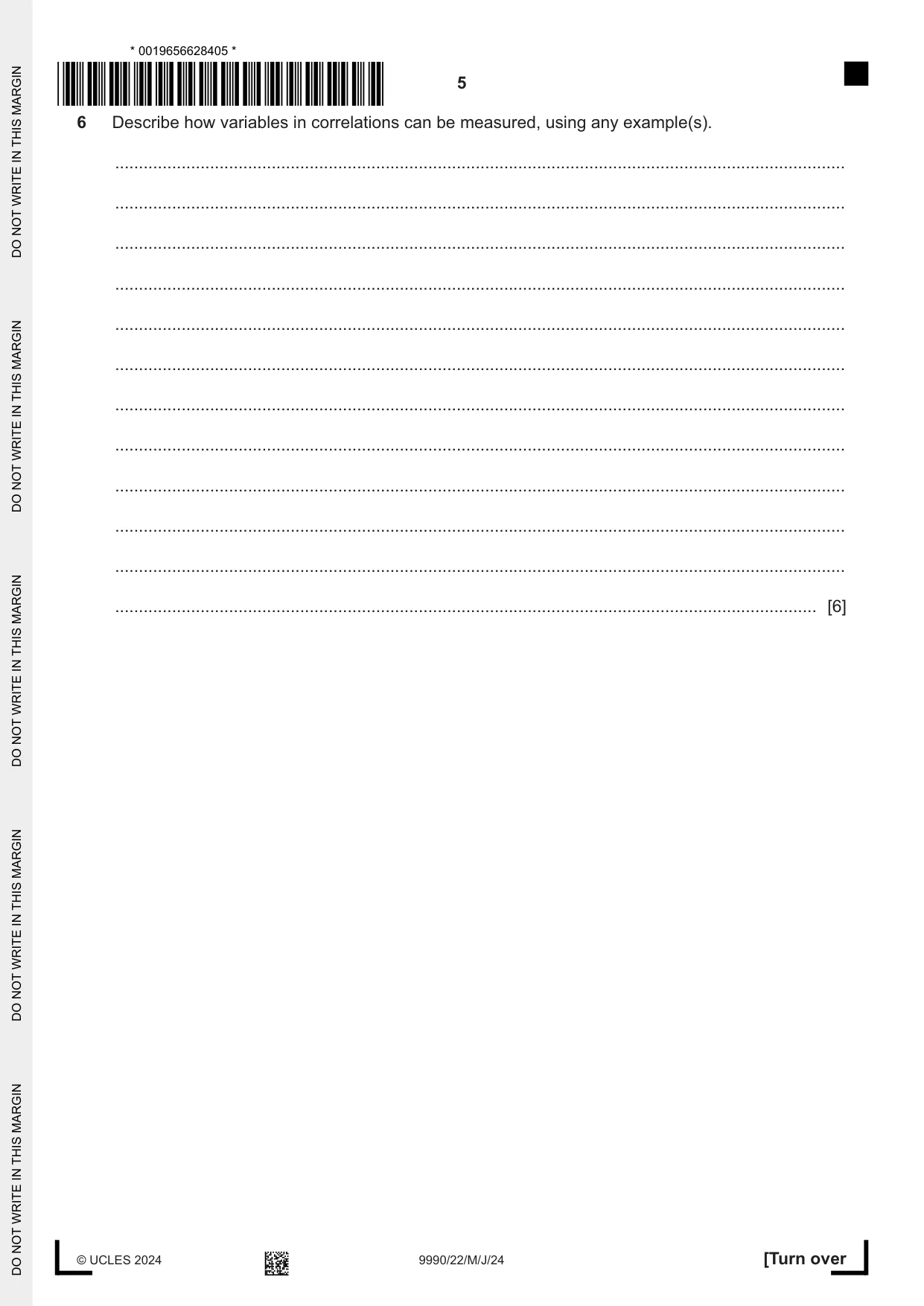 Cambridge A Level Psychology (from 2018) 9990 2024 May/June Paper 2 · Variant 2 question paper, page 5 of 12