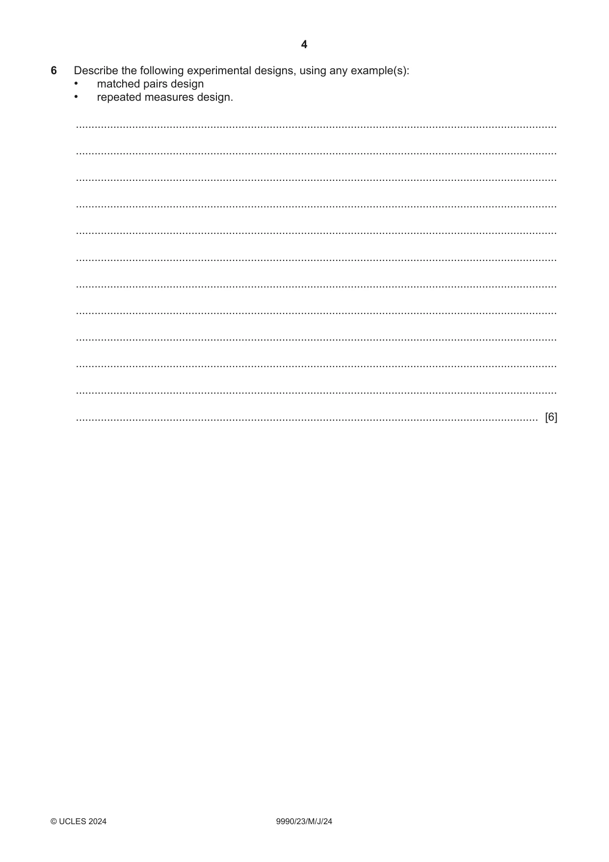 Cambridge A Level Psychology (from 2018) 9990 2024 May/June Paper 2 · Variant 3 question paper, page 4 of 12