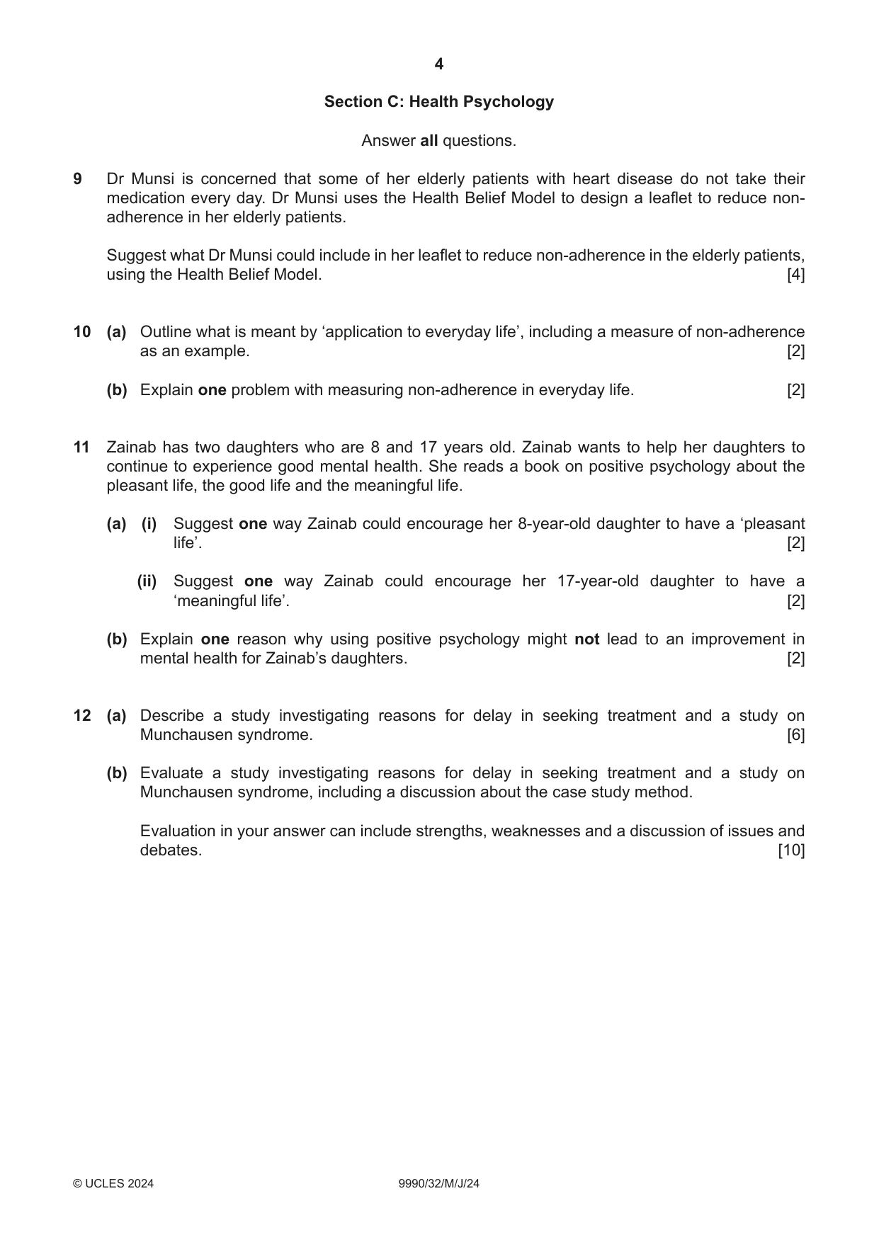 Cambridge A Level Psychology (from 2018) 9990 2024 May/June Paper 3 · Variant 2 question paper, page 4 of 8