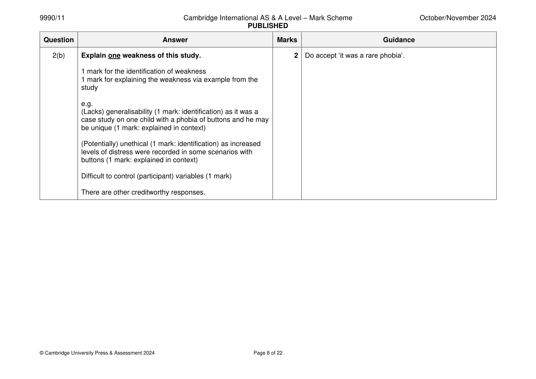 Mark scheme, page 8 of 22