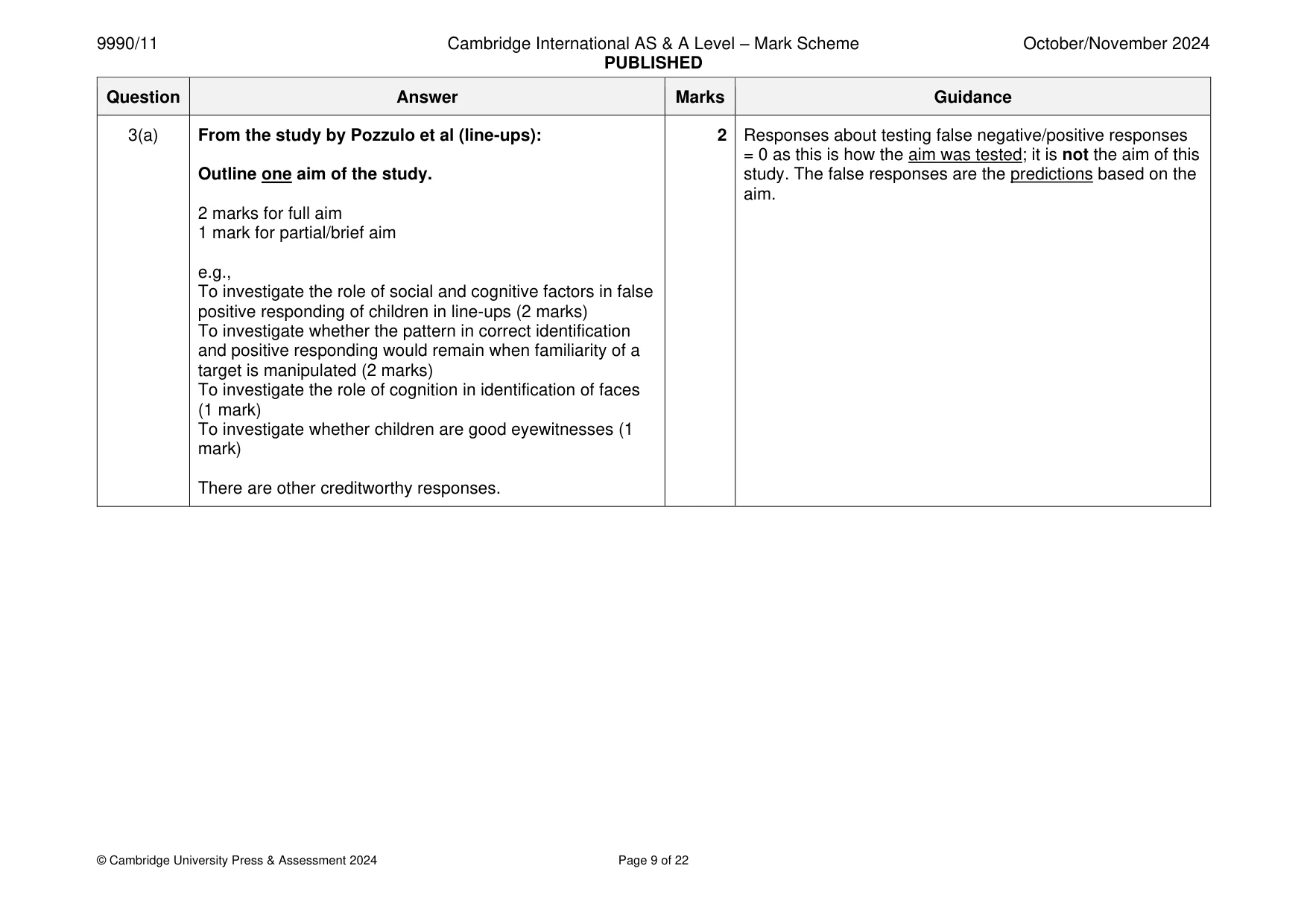 Mark scheme, page 9 of 22