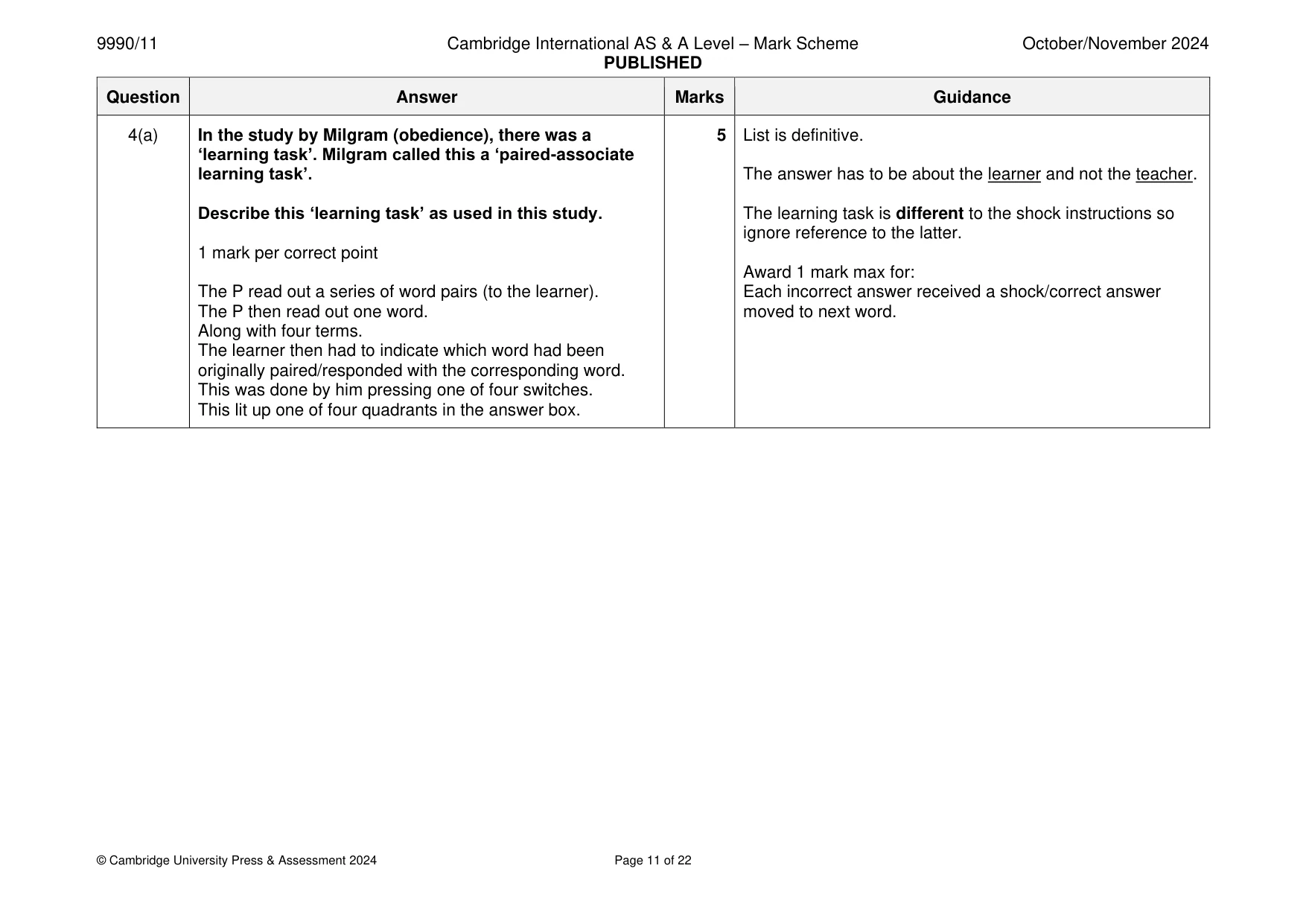 Mark scheme, page 11 of 22